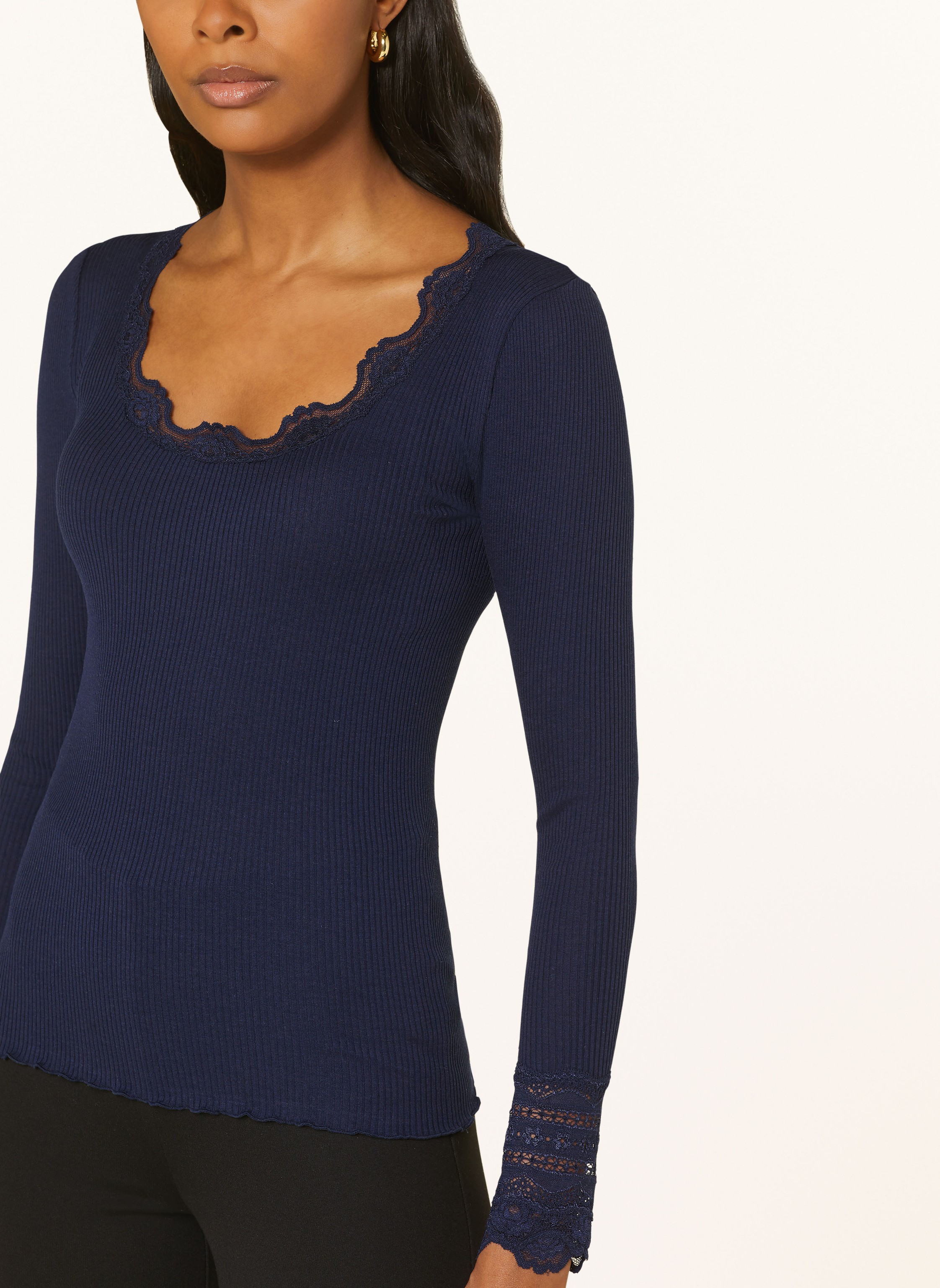 Thumbnail - Rosemunde Longsleeve Benita Aus Seide Mit Spitze blau