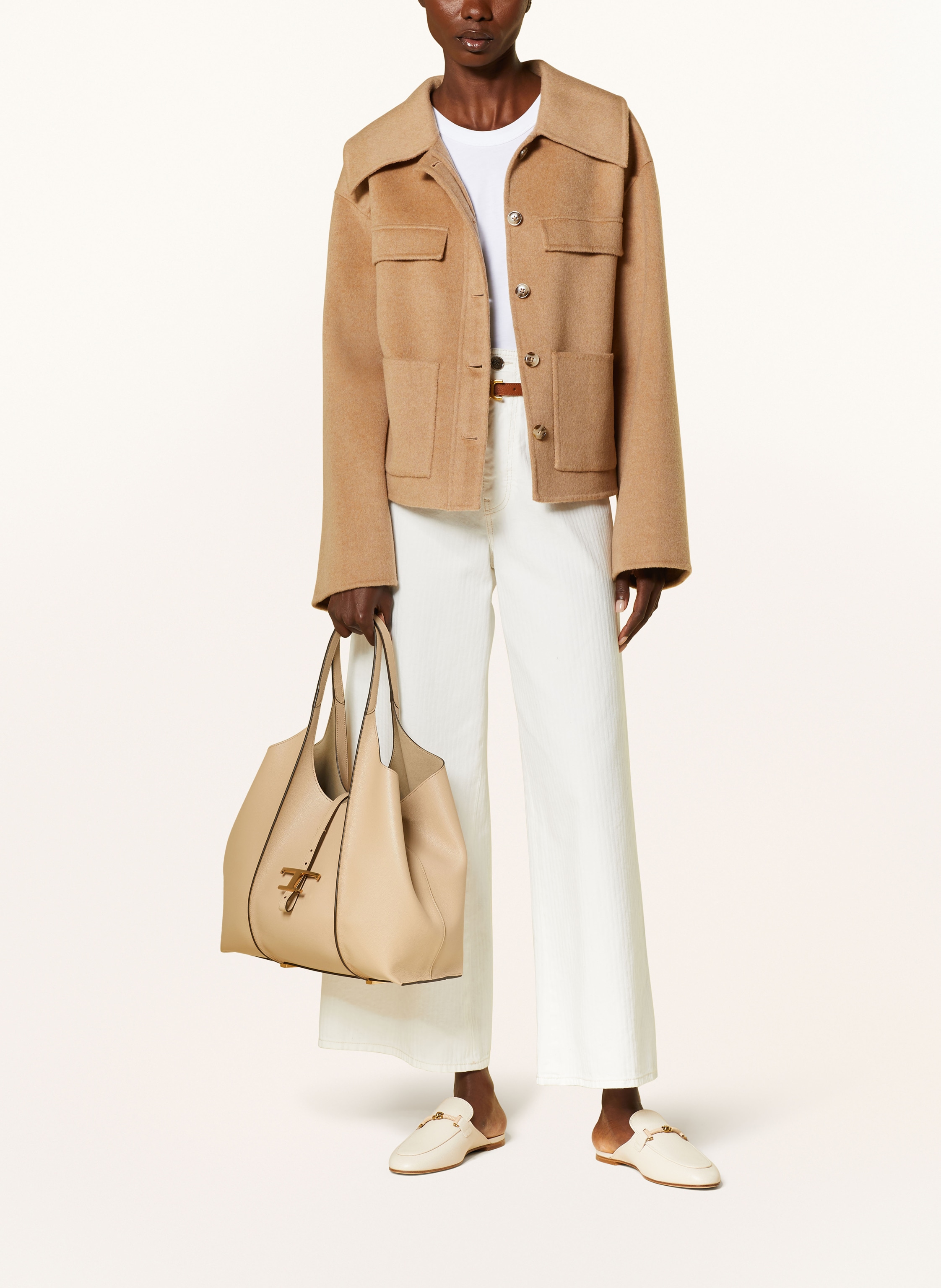 Thumbnail - Tod's Shopper T Timeless Medium Mit Pouch beige