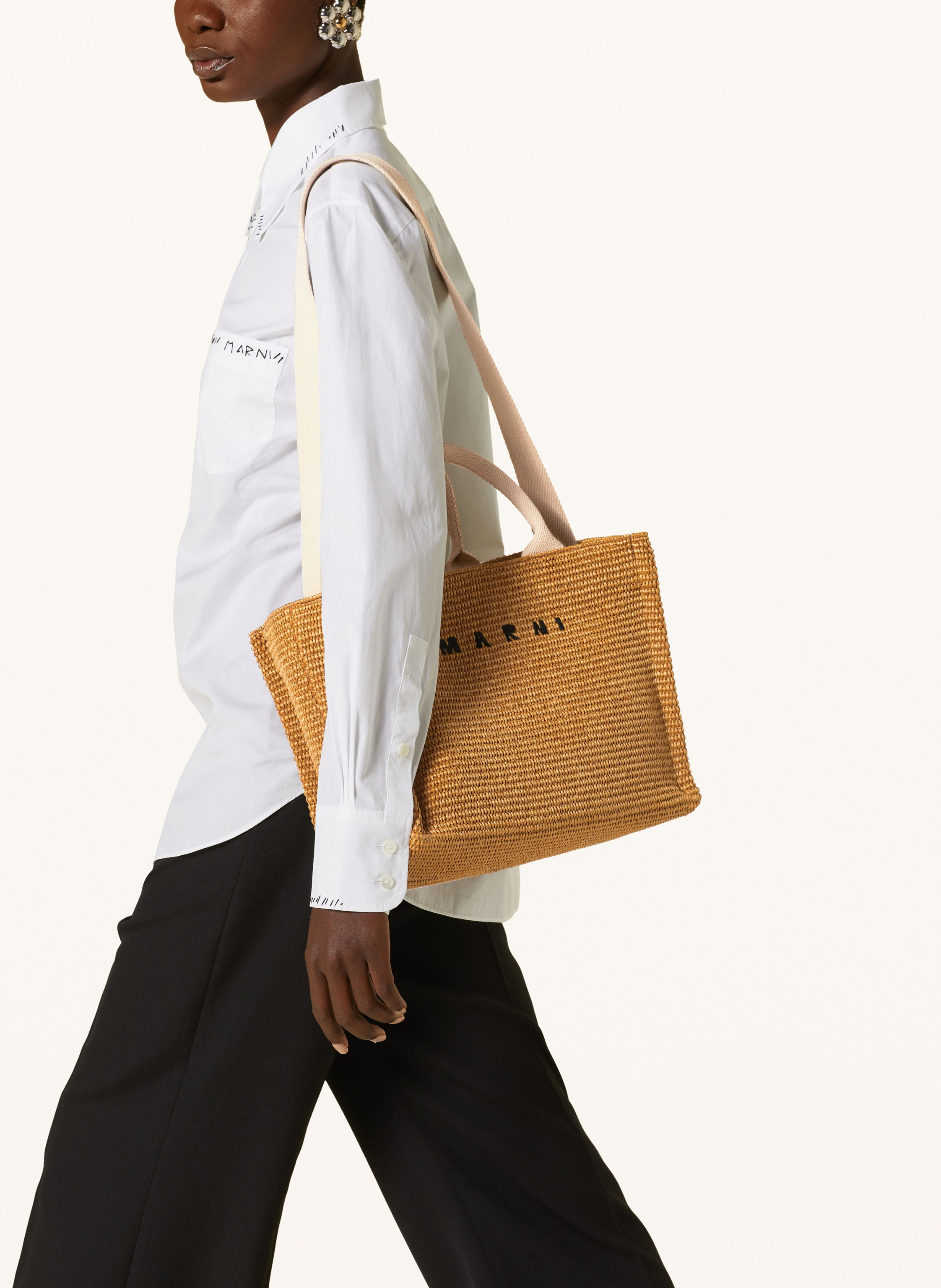 Thumbnail - Marni Shopper Basket Small braun