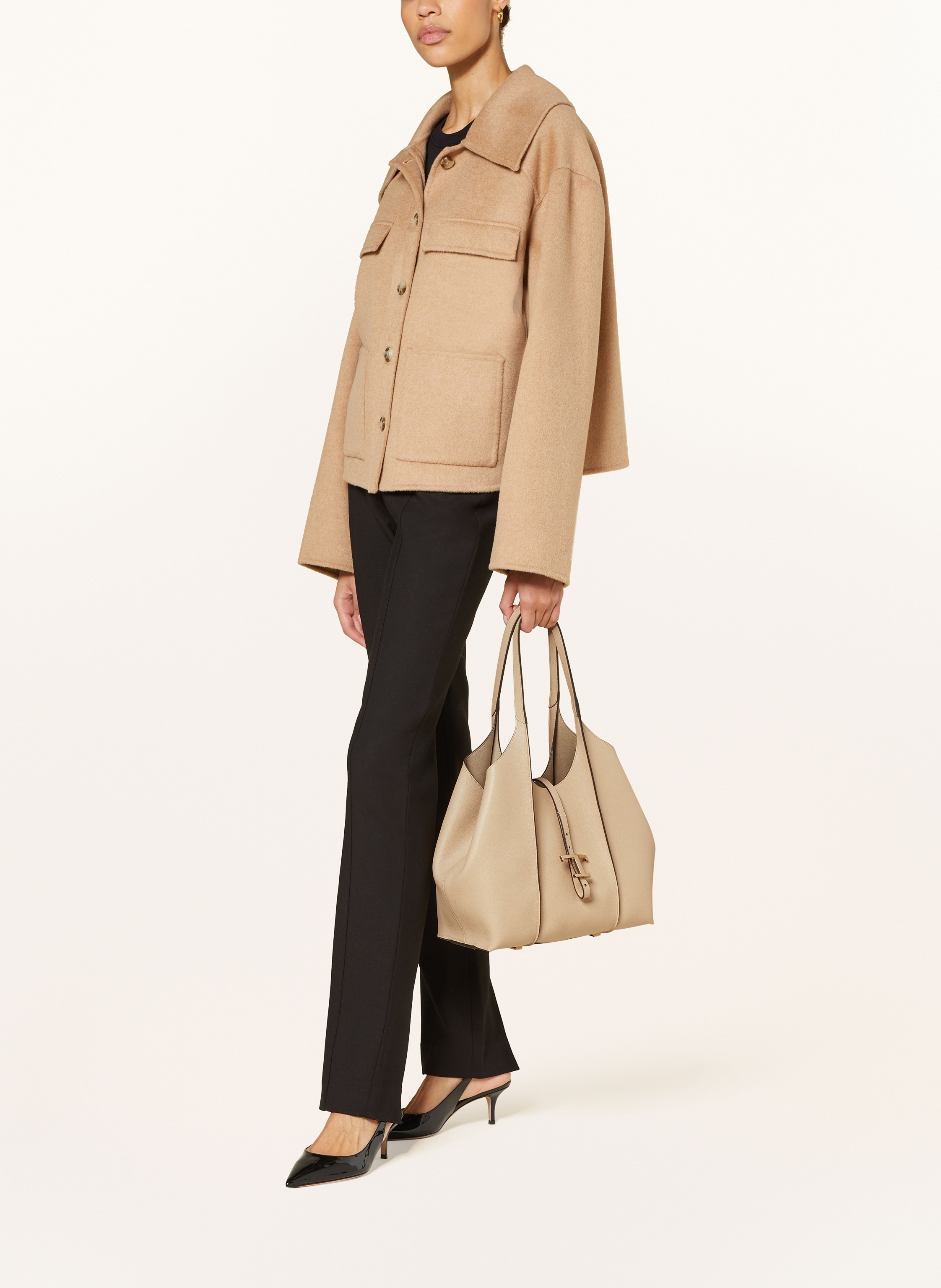 Thumbnail - Tod's Shopper T Timeless Small Mit Pouch beige