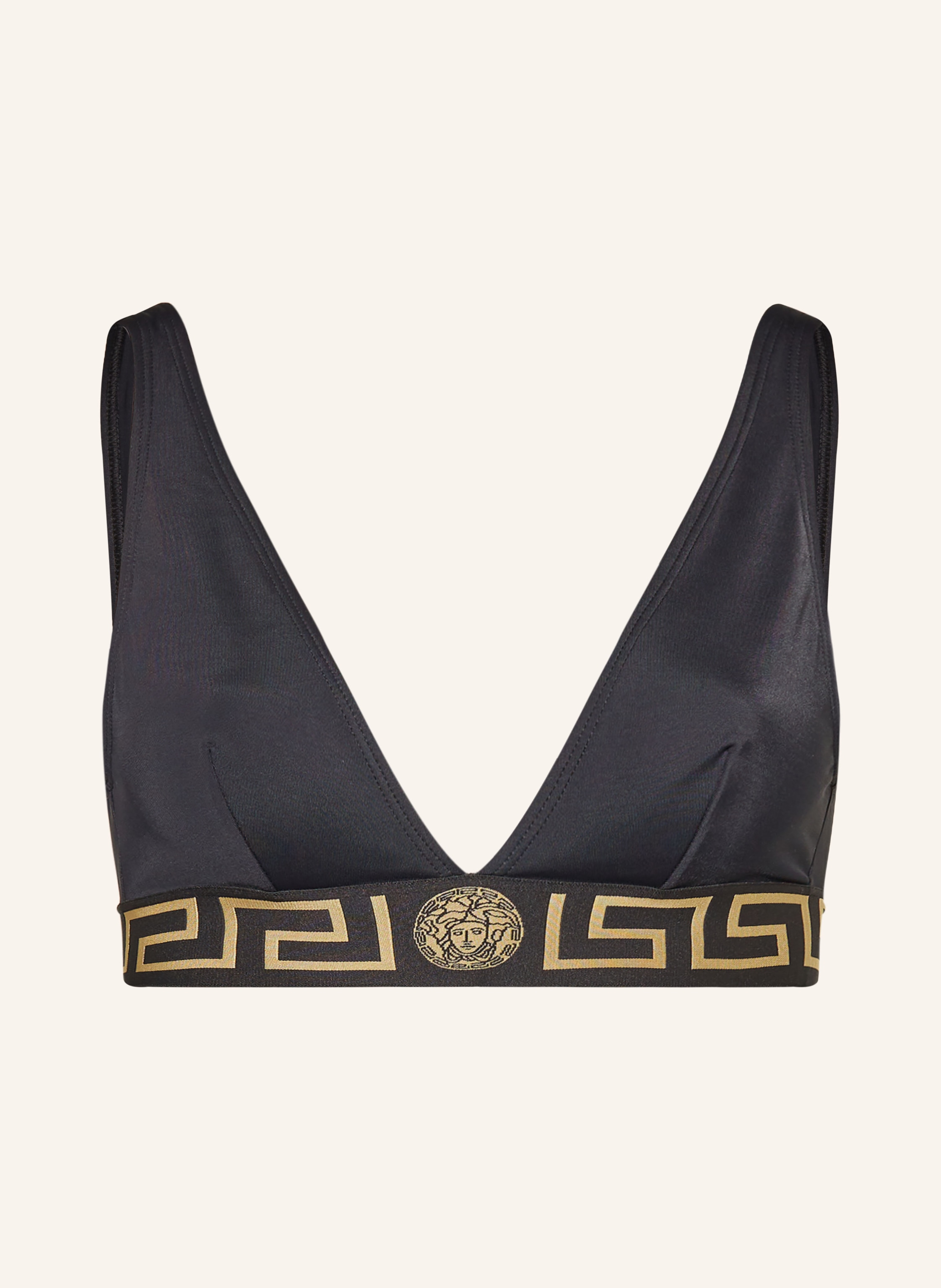 VERSACE Bralette bikini top in black/ gold