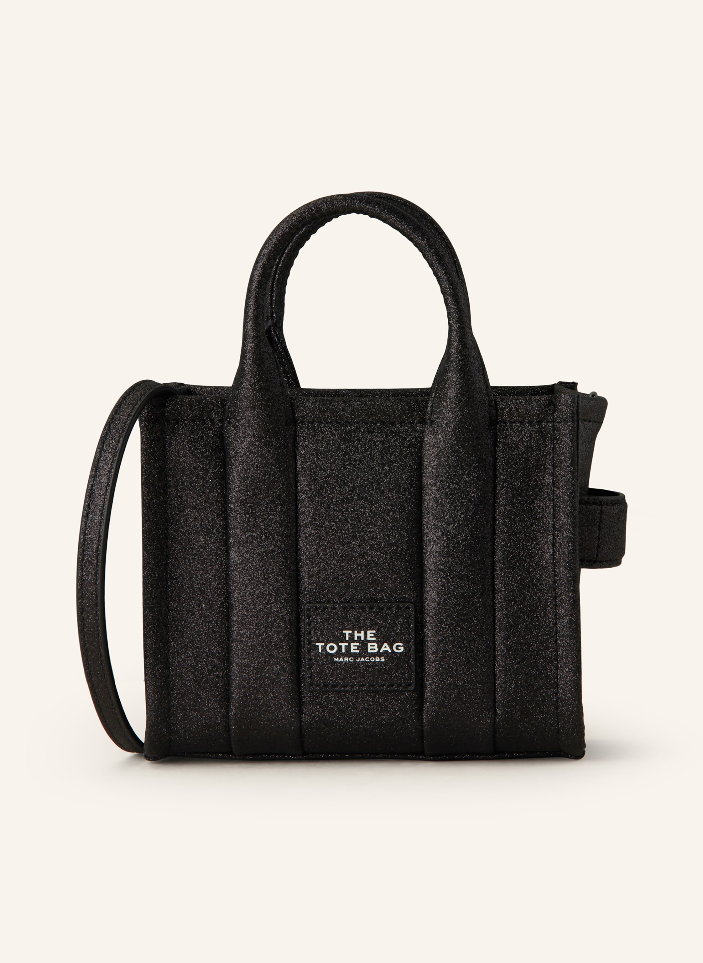 MARC JACOBS Shopper THE MINI GALACTIC GLITTER TOTE BAG in black