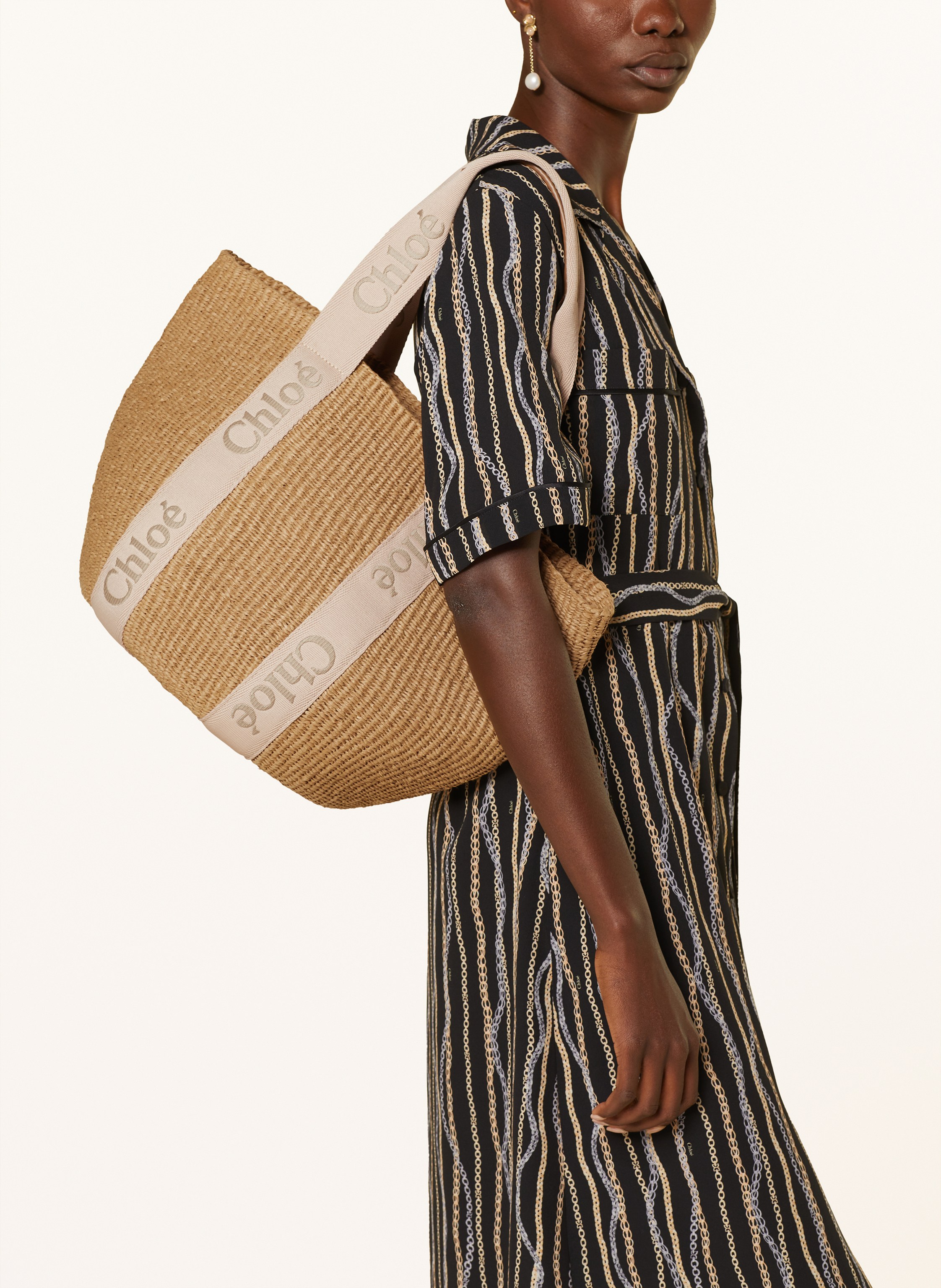 Thumbnail - Chloé Shopper Woody beige