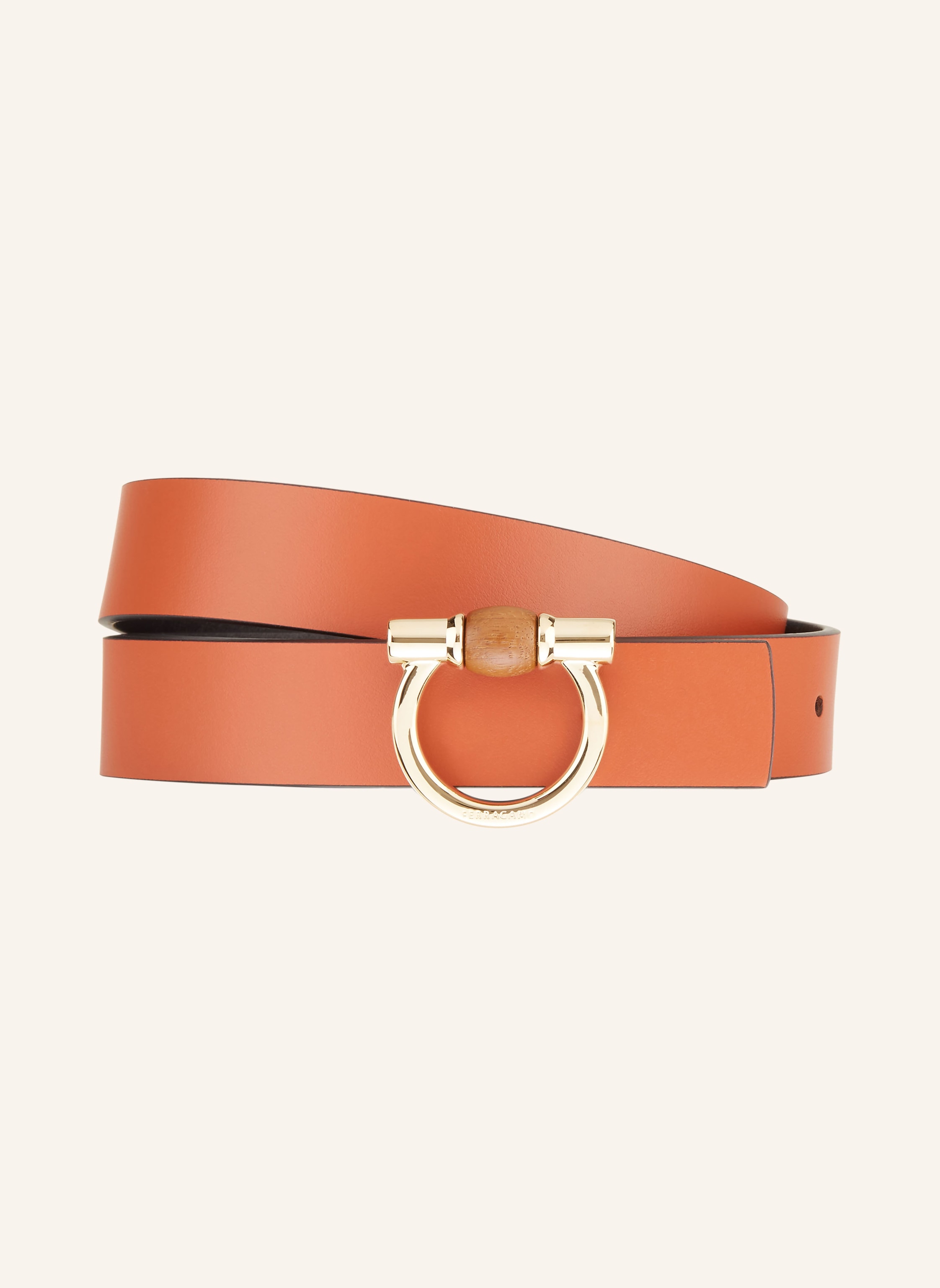 FERRAGAMO Reversible leather belt in black cognac