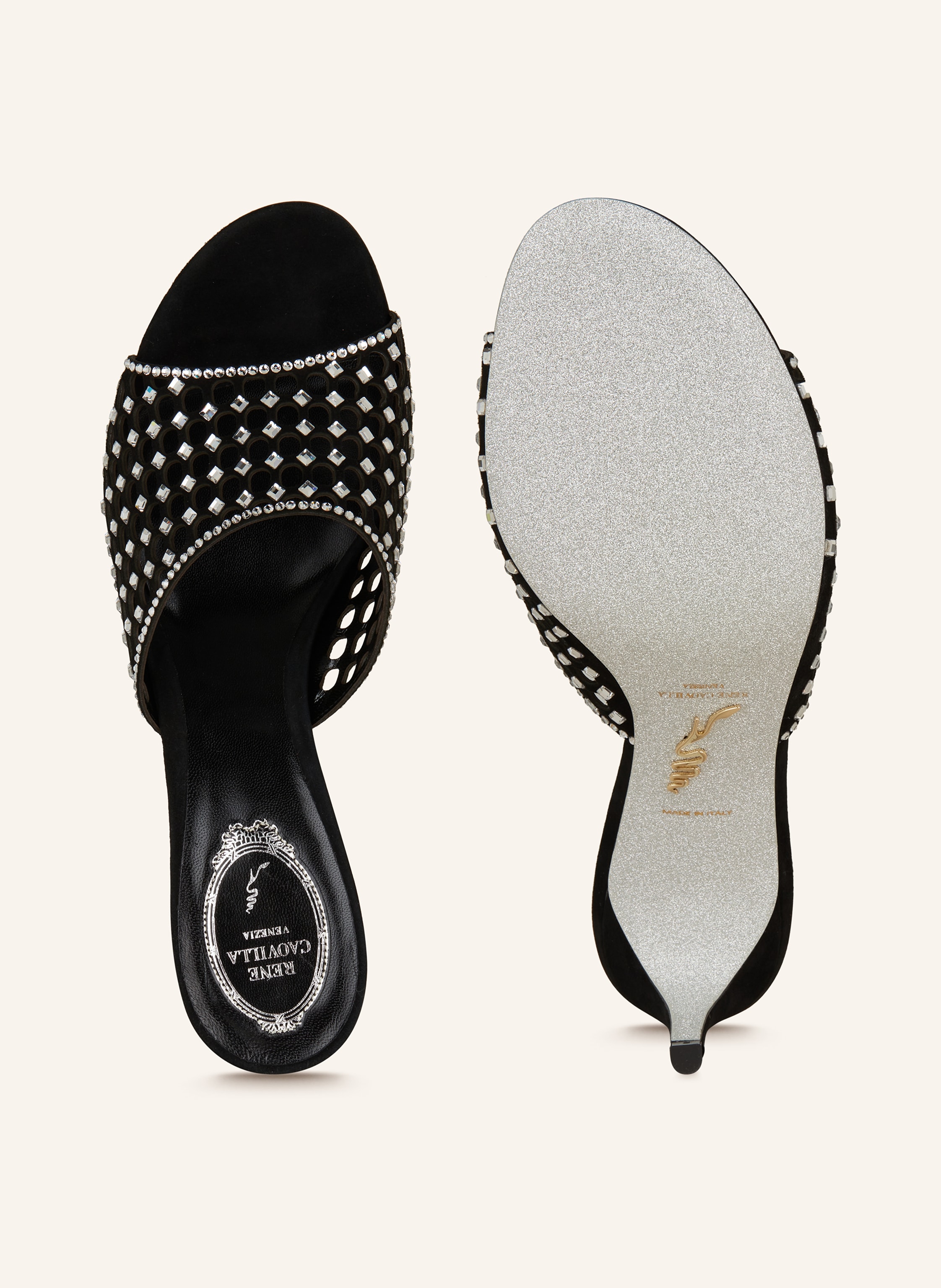 Thumbnail - Rene Caovilla Mules Mit Schmucksteinen schwarz