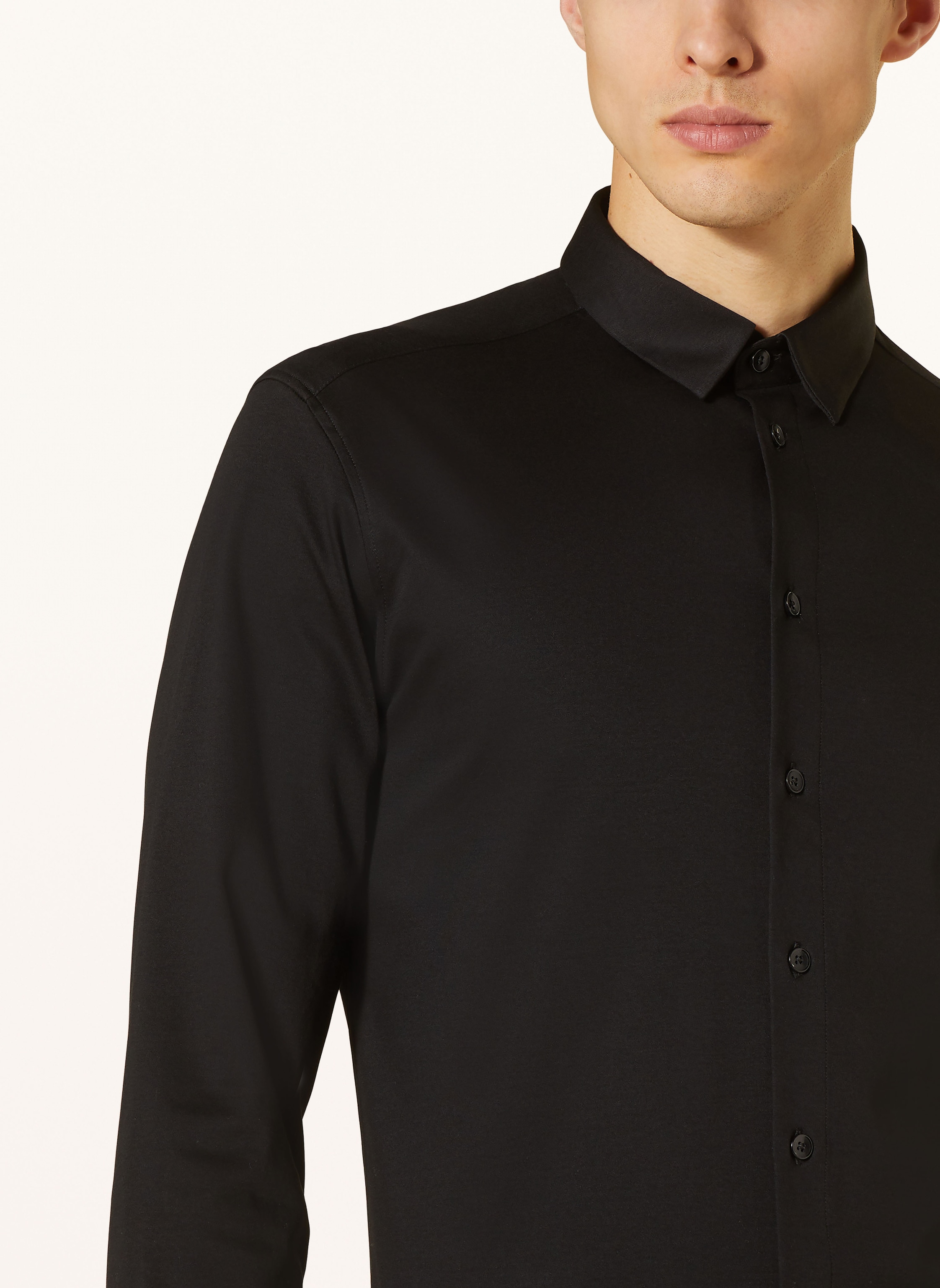 Thumbnail - Mos Mosh Gallery Jerseyhemd Marco Extra Slim Fit schwarz