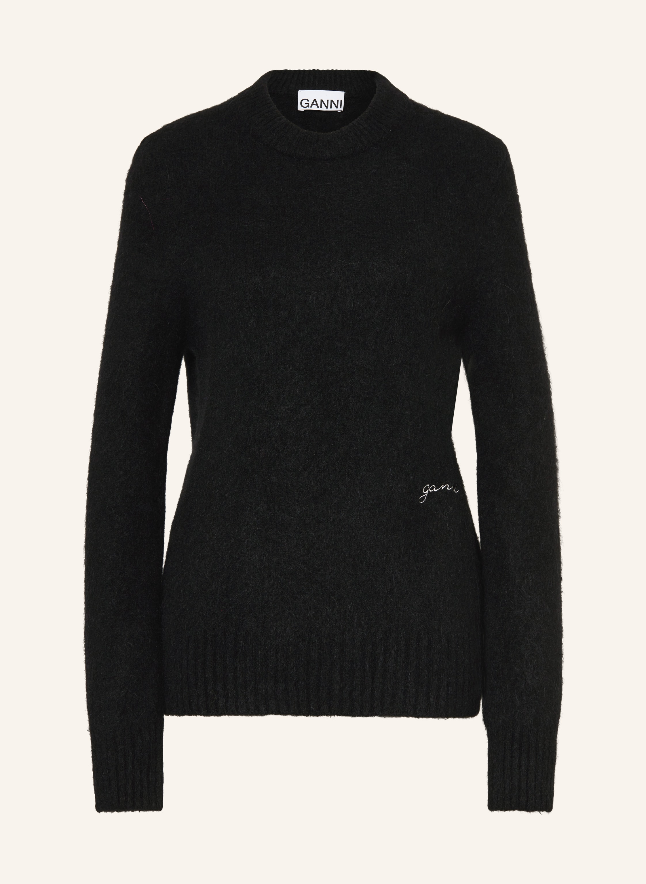 GANNI Sweater with alpaca in black
