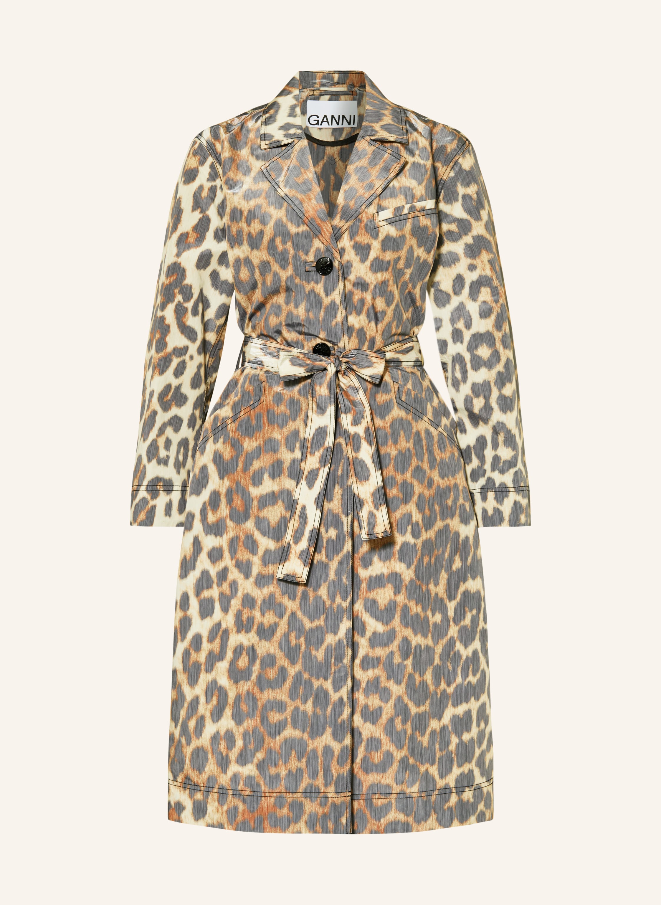GANNI Trench coat in black beige