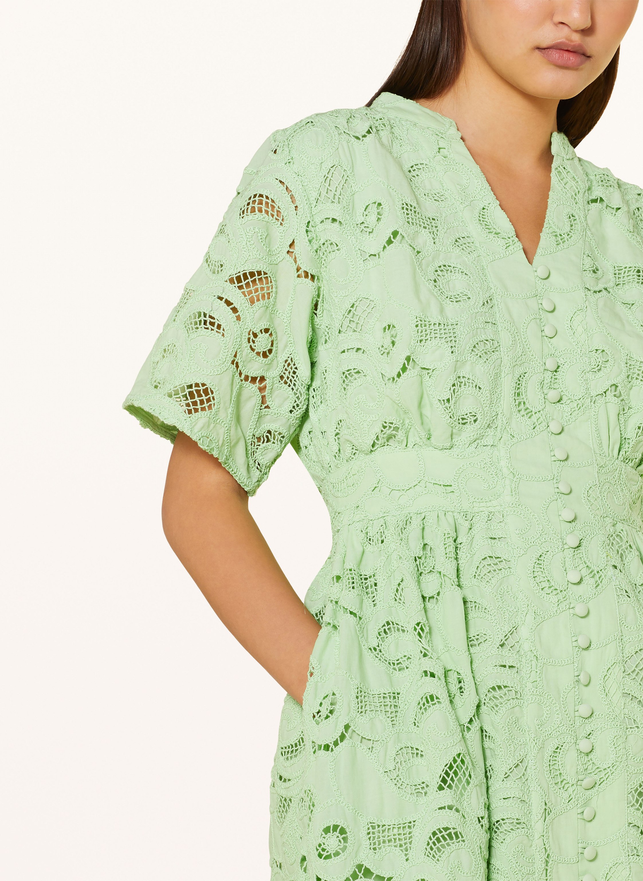 Thumbnail - Mrs & Hugs Kleid Aus Lochspitze gruen