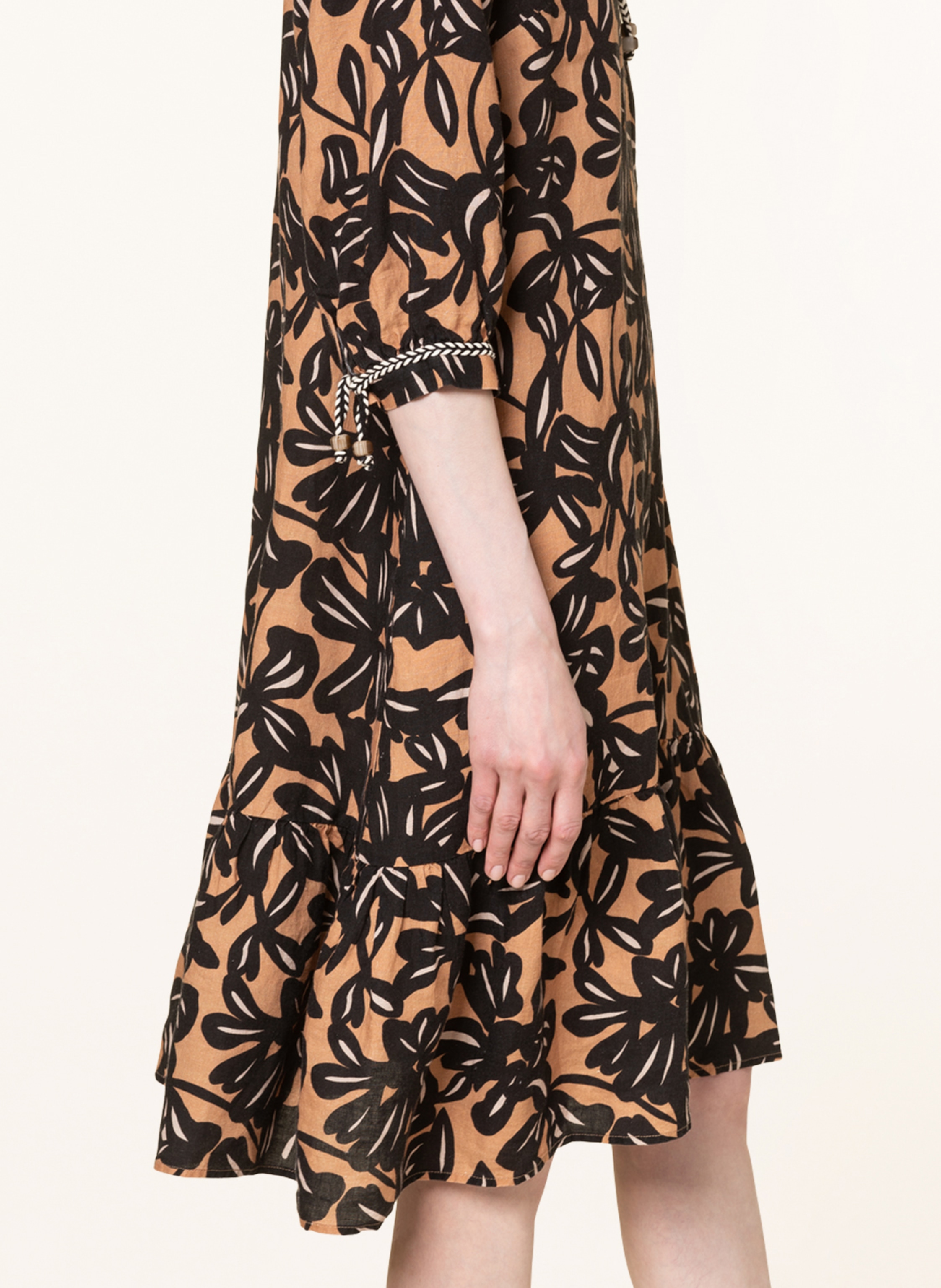 Thumbnail - Darling Harbour Leinenkleid Mit 3/4-Arm braun