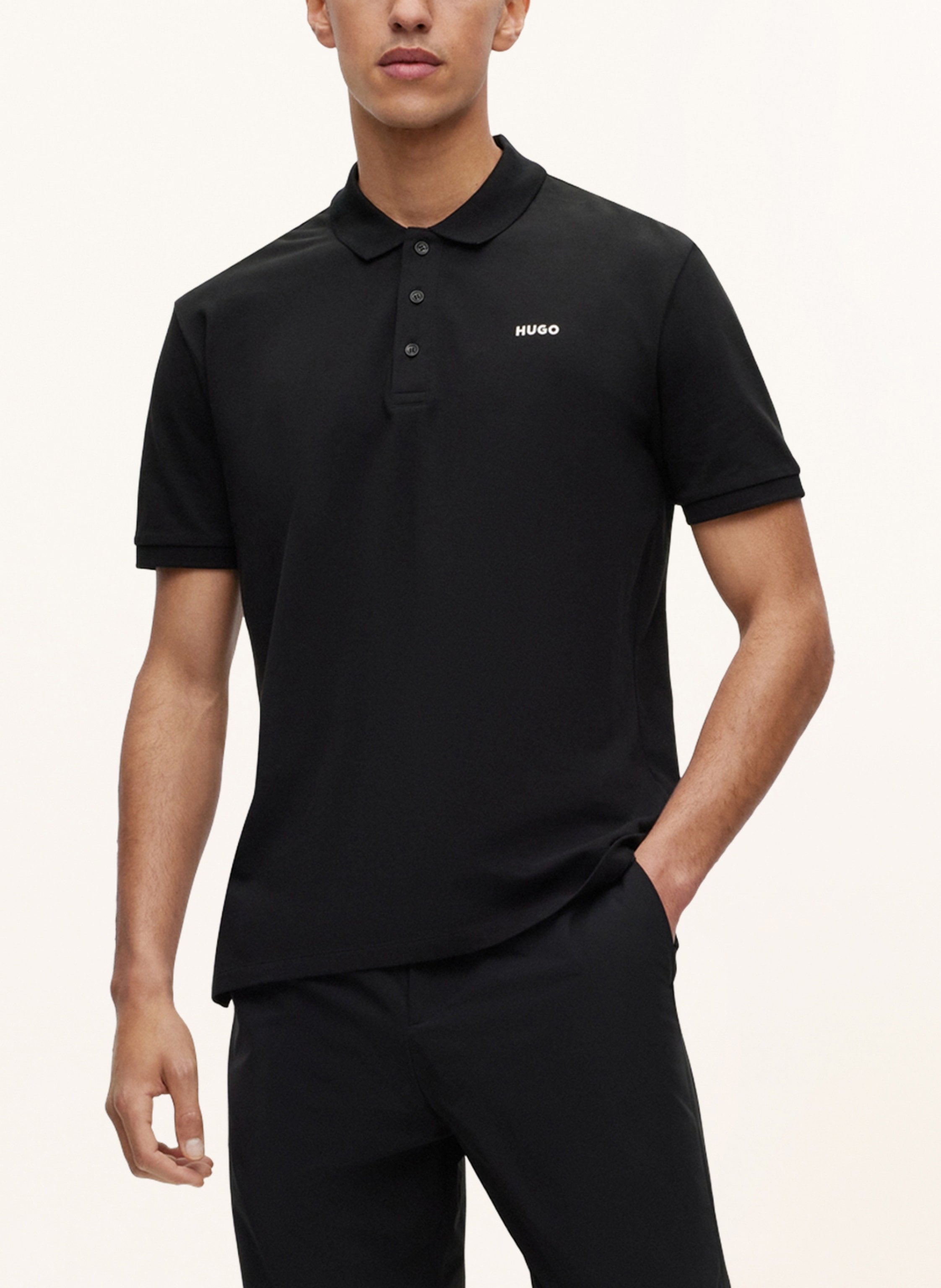 Thumbnail - Hugo Piqué-Poloshirt Donos Regular Fit schwarz