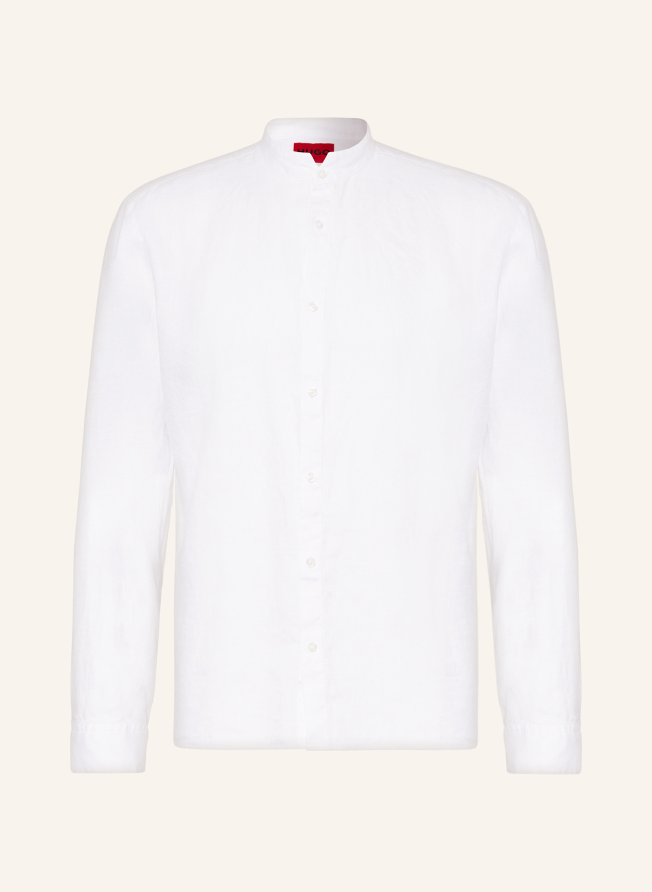 Hugo Hugo Leinenhemd Elvory Slim Fit Mit Stehkragen grau in WEISS