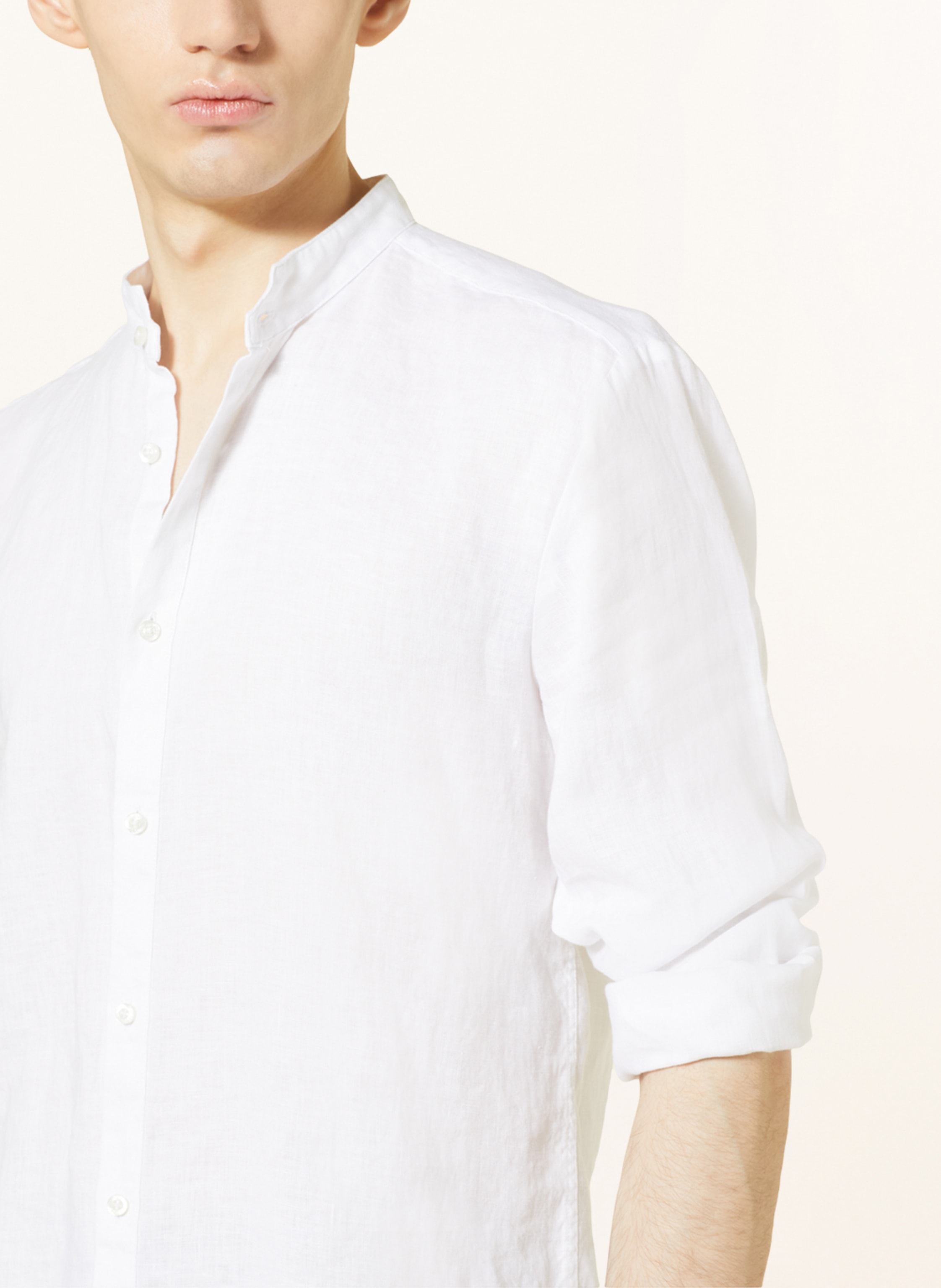 Thumbnail - Hugo Leinenhemd Elvory Slim Fit Mit Stehkragen grau