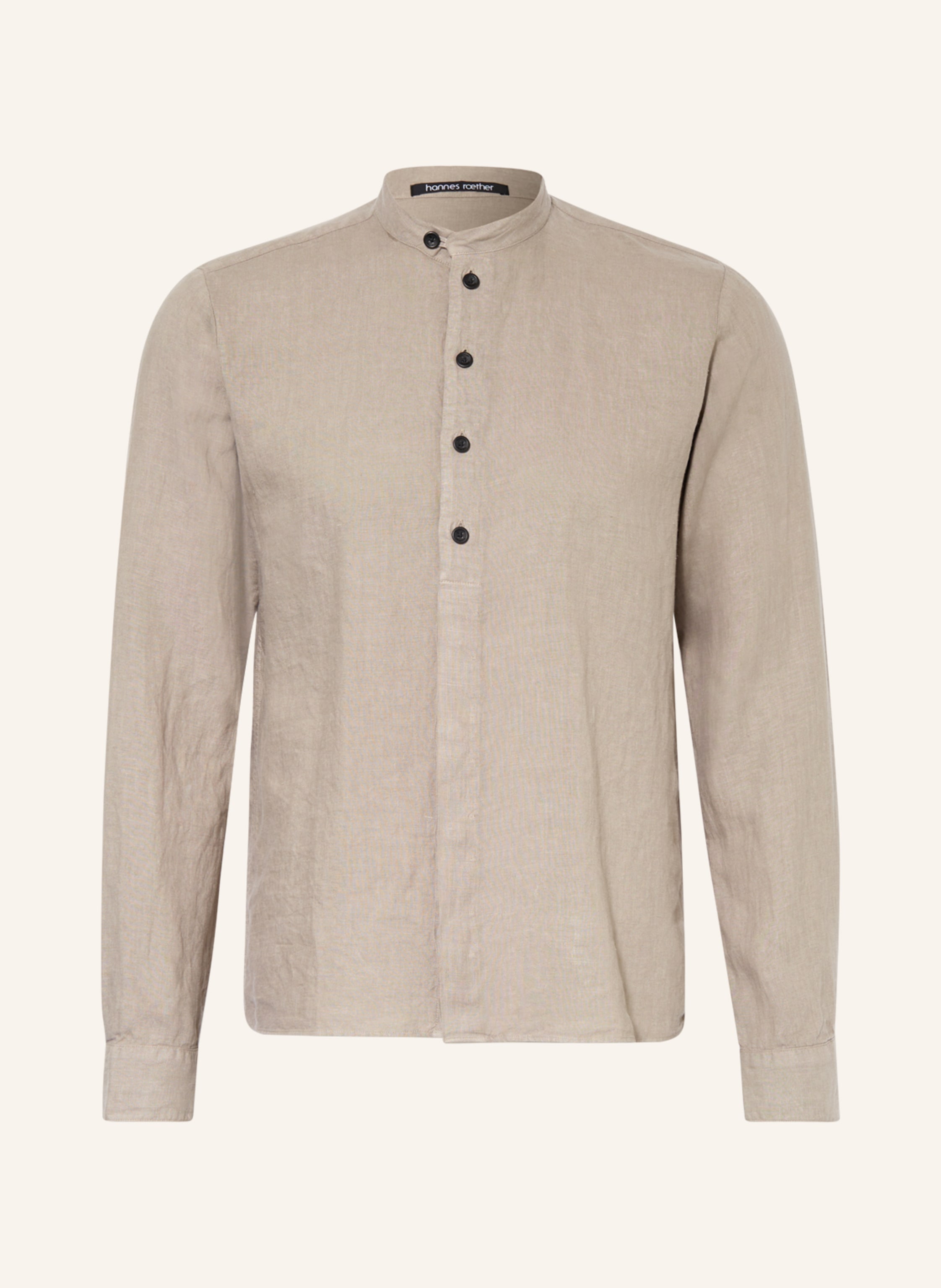 hannes roether Linen shirt TU29BS regular fit with stand-up collar in ...