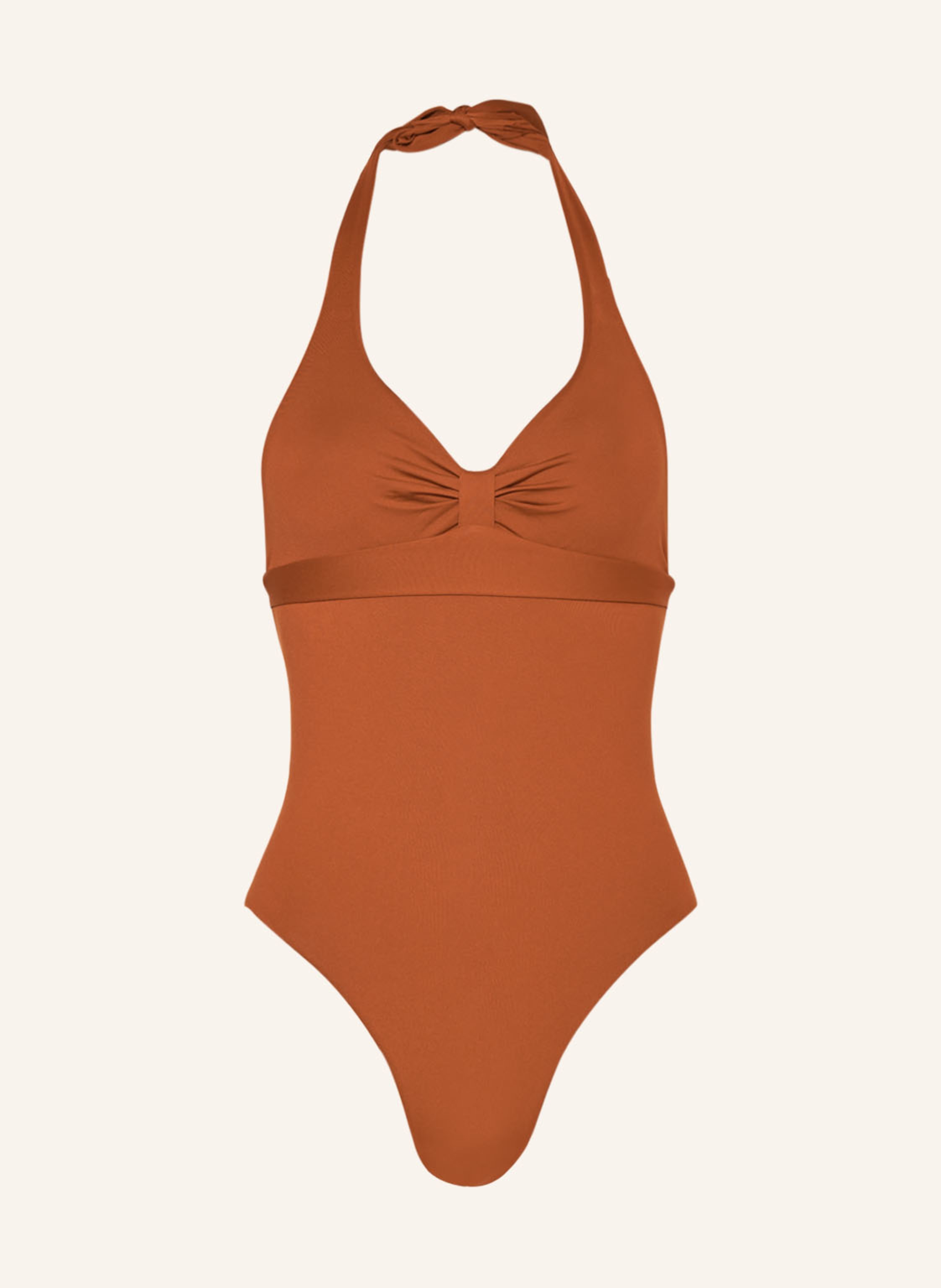 Max Mara Beachwear Halter Neck Swimsuit Clelia In Brown 