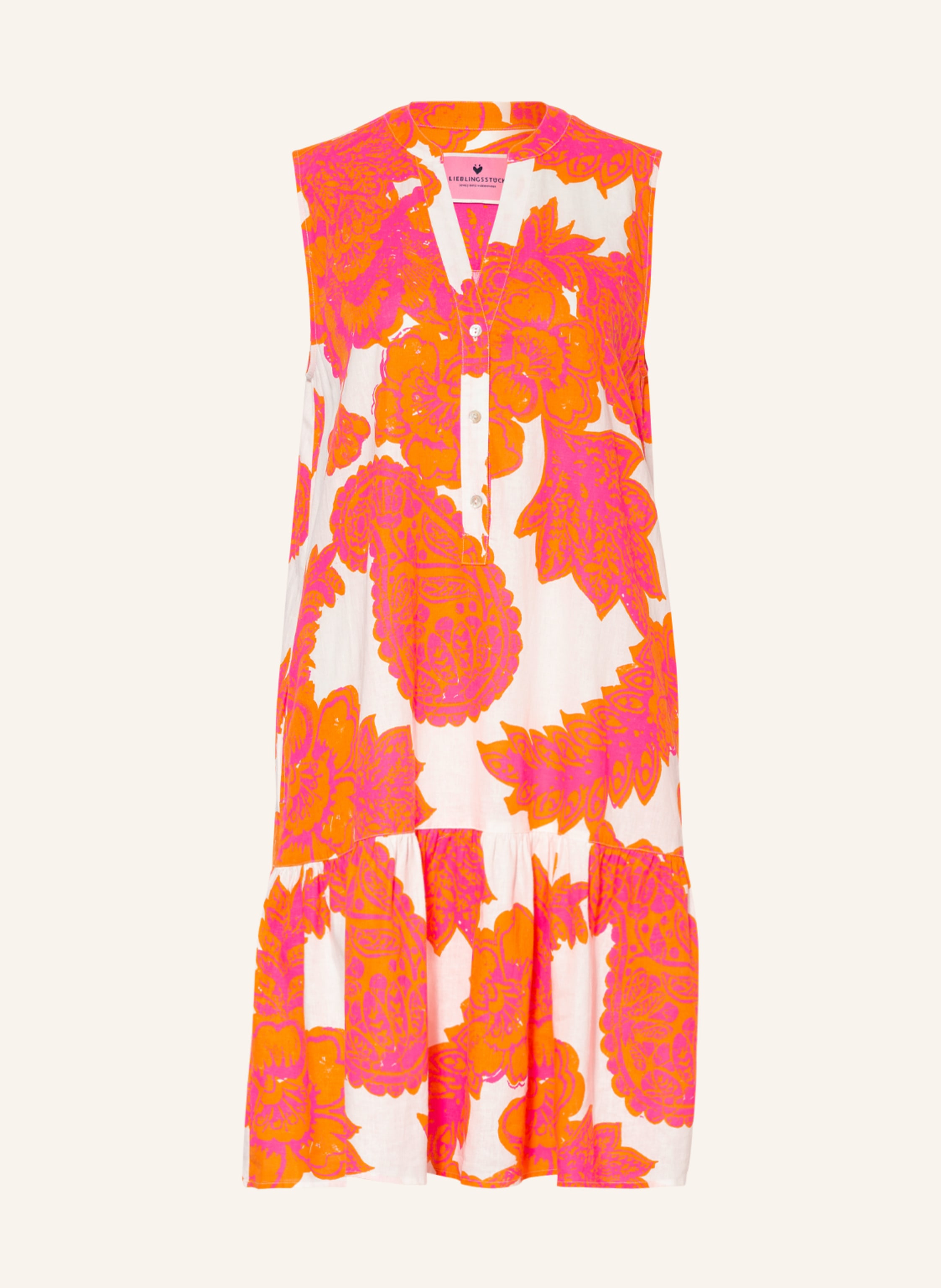 LIEBLINGSSTÜCK Kleid ROSELIAL mit weiss orange/ Leinen in pink
