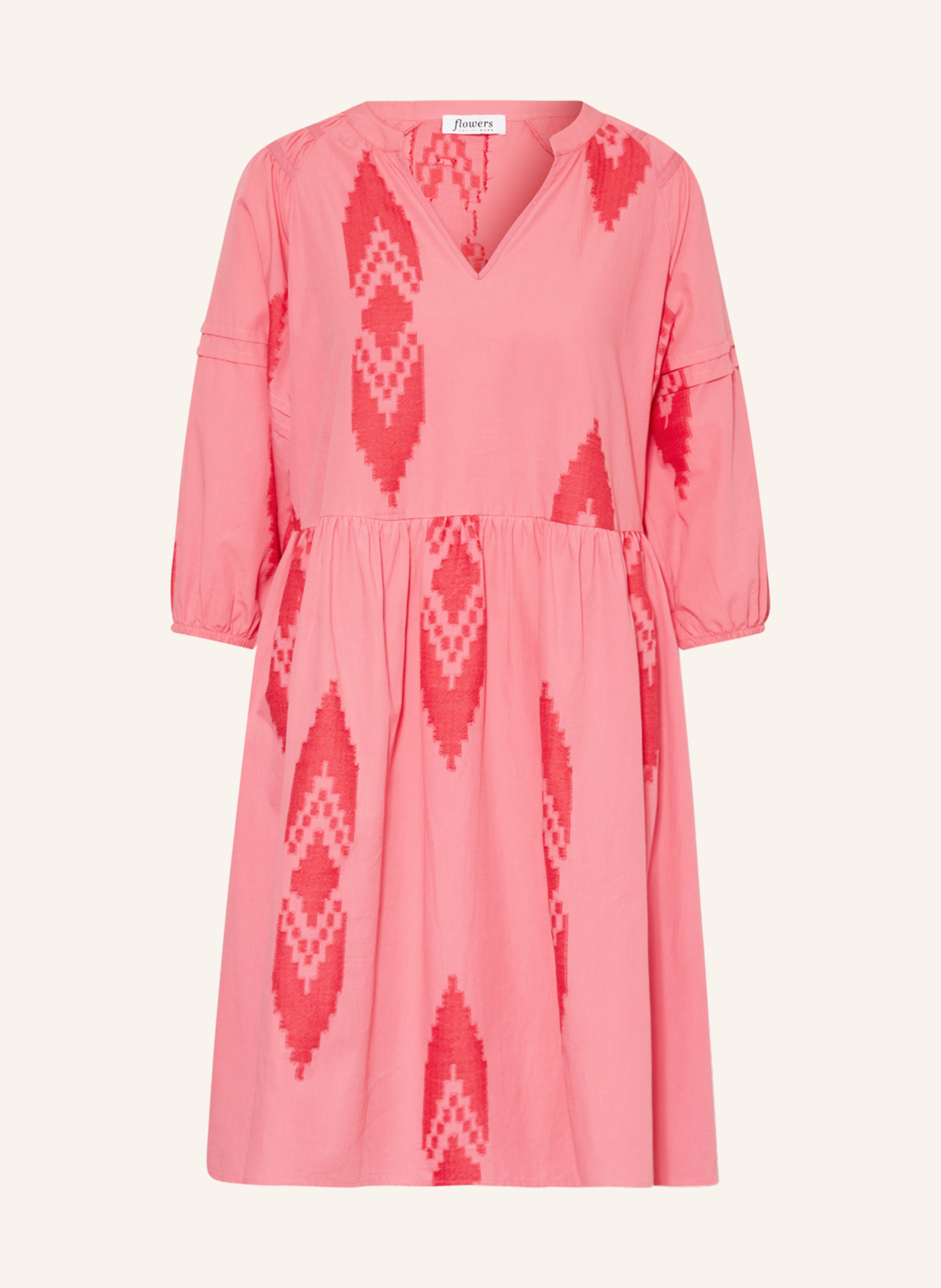 flowers for friends Kleid mit 3/4Arm in pink/ neonrot