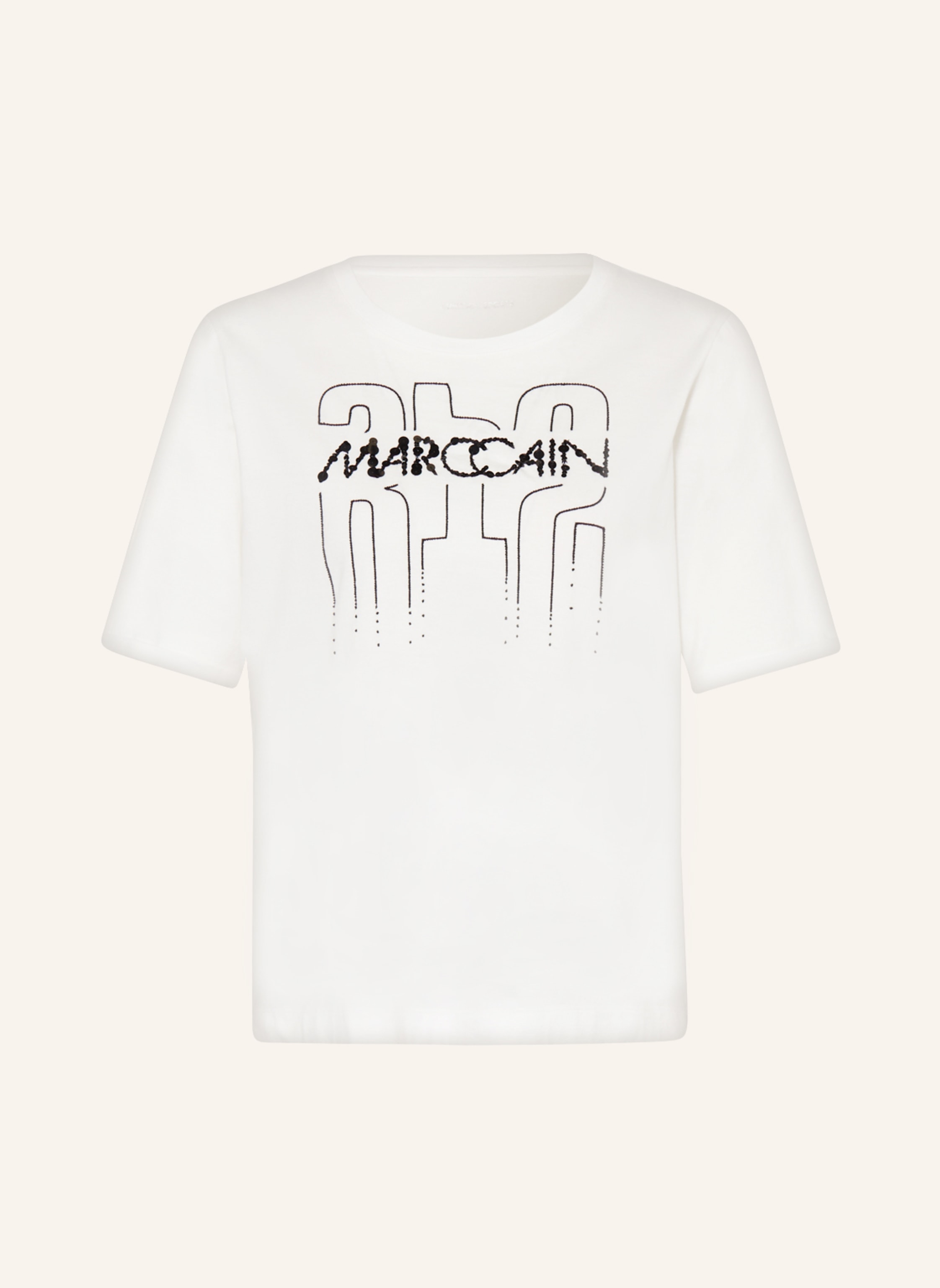 MARC CAIN T-shirt with sequins and decorative beads in white