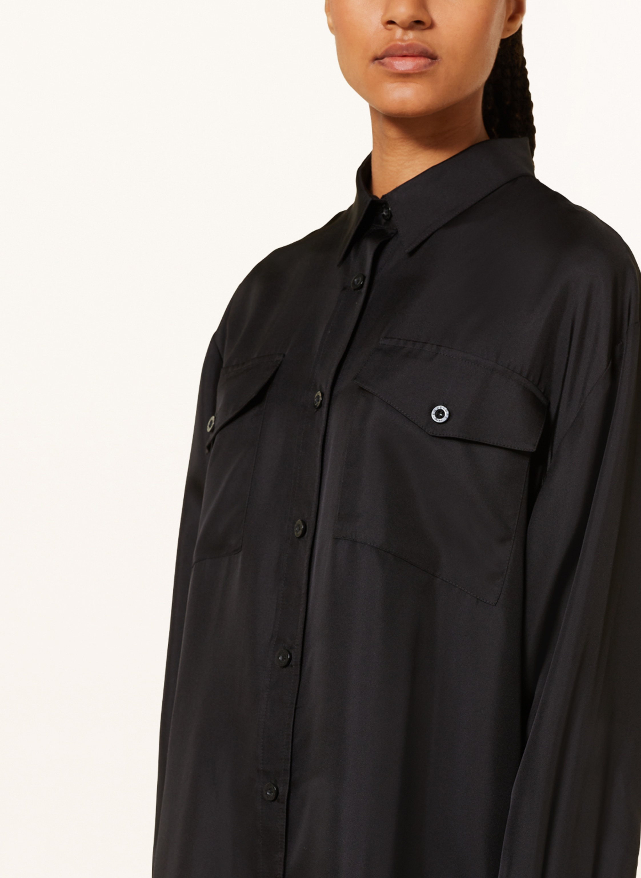 Thumbnail - Envelope 1976 Oversized-Hemdbluse John Aus Seide schwarz