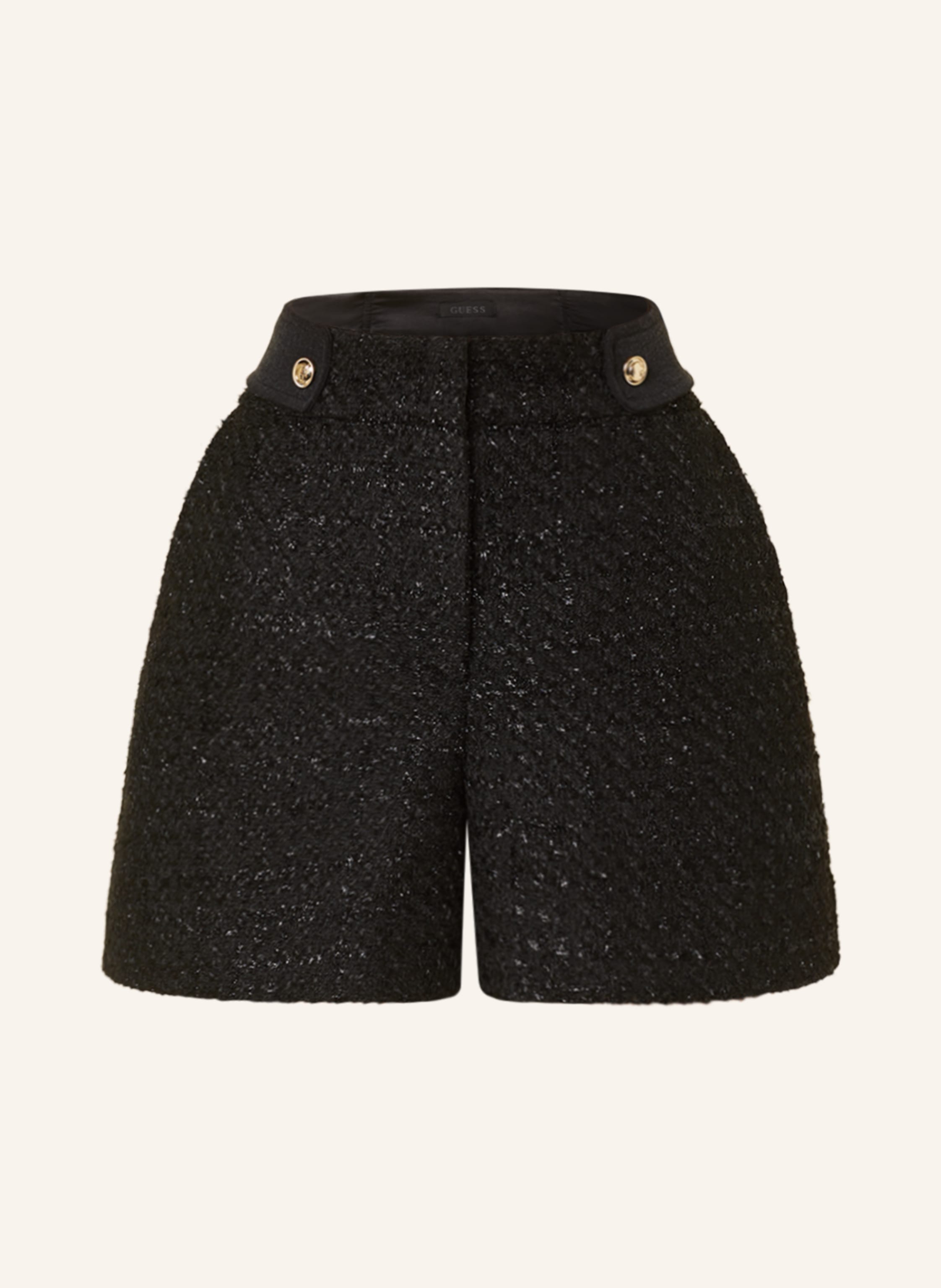 GUESS Tweed shorts CLARISSA with glitter thread in black