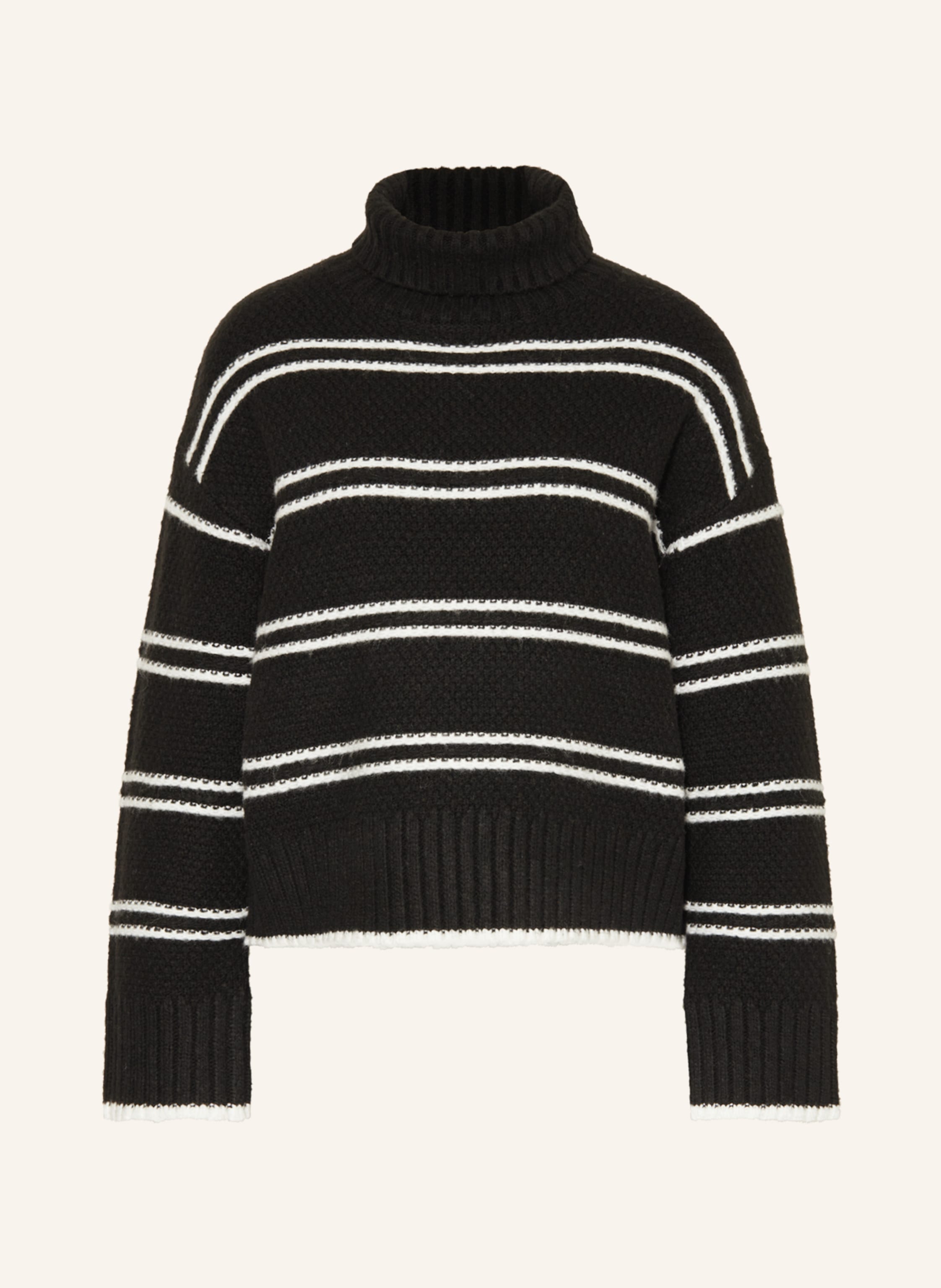 Turtleneck Cuffed Monogram Mesh Sweater