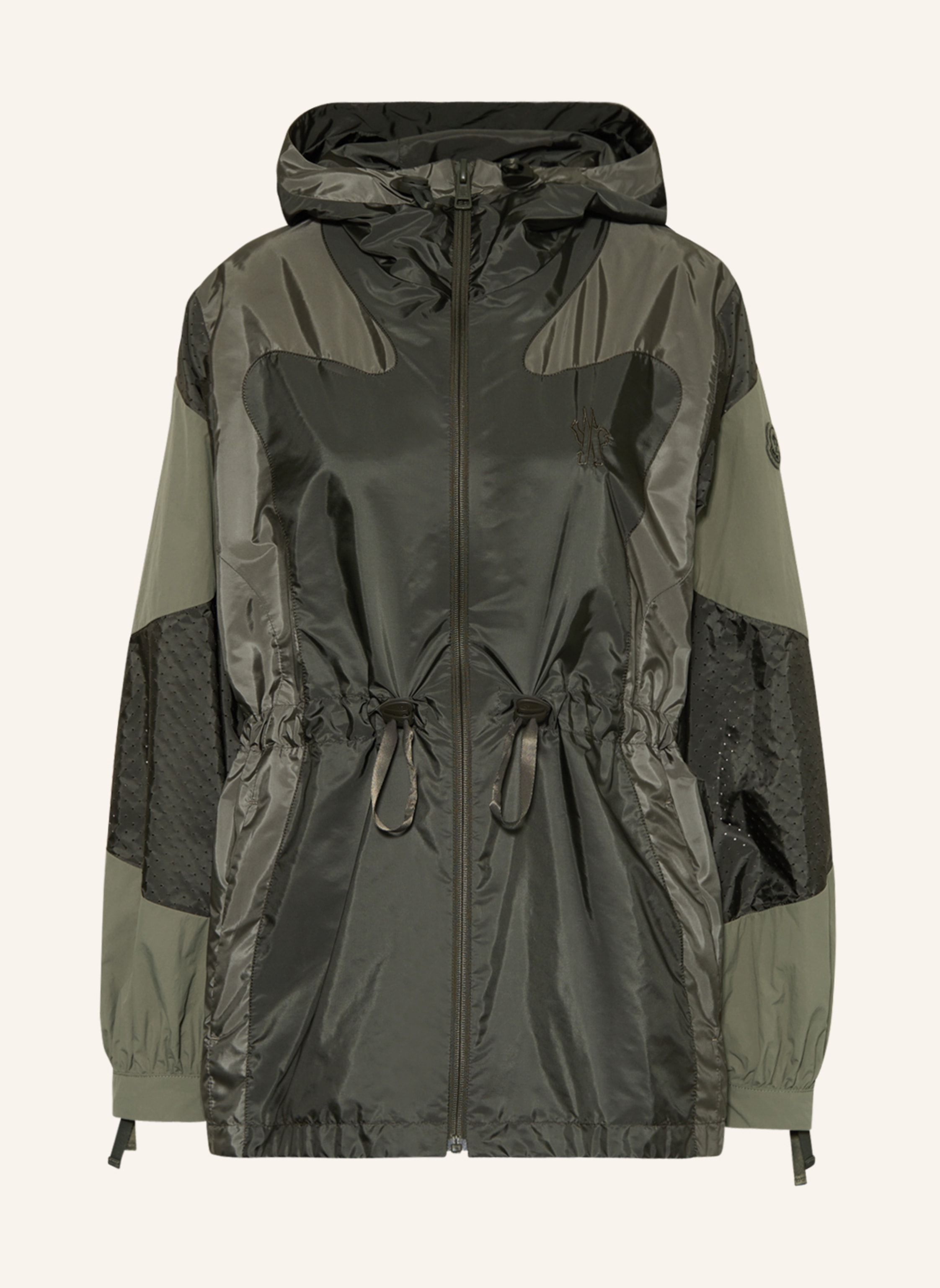 MONCLER Jacket with mesh in khaki dark green
