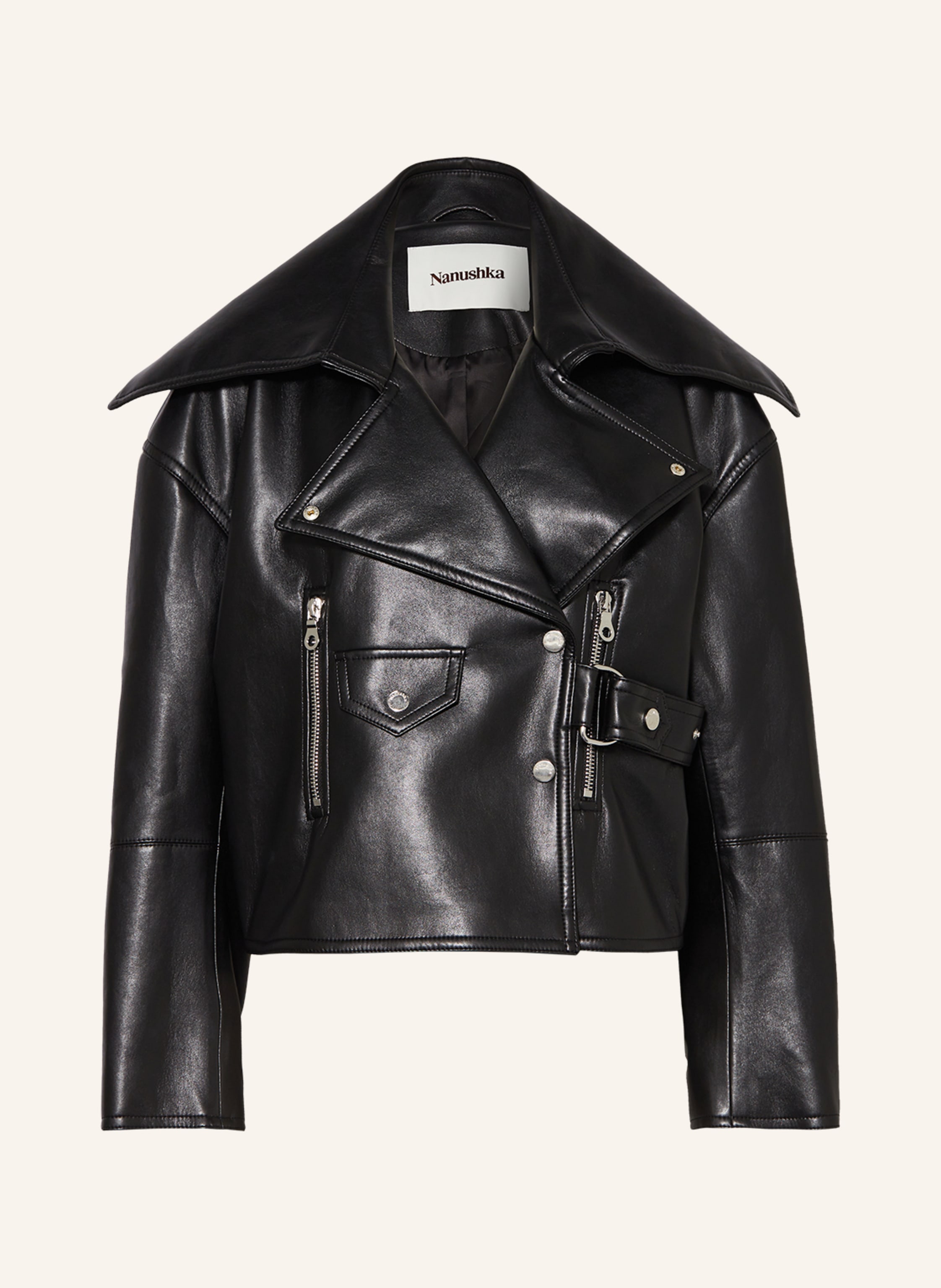 Nanushka Biker jacket ADO in leather look in black