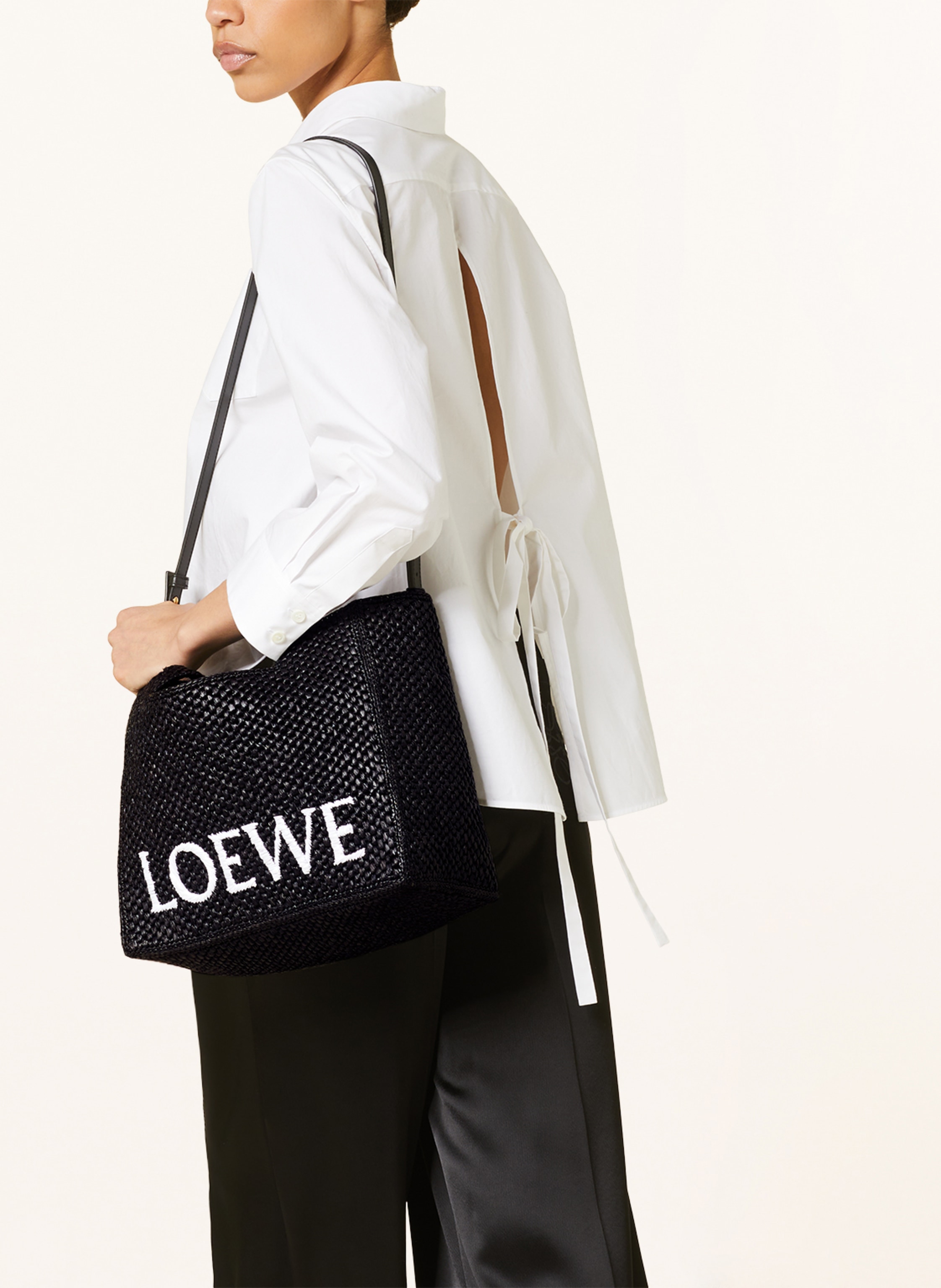 Thumbnail - Loewe Shopper Font Tote Medium schwarz