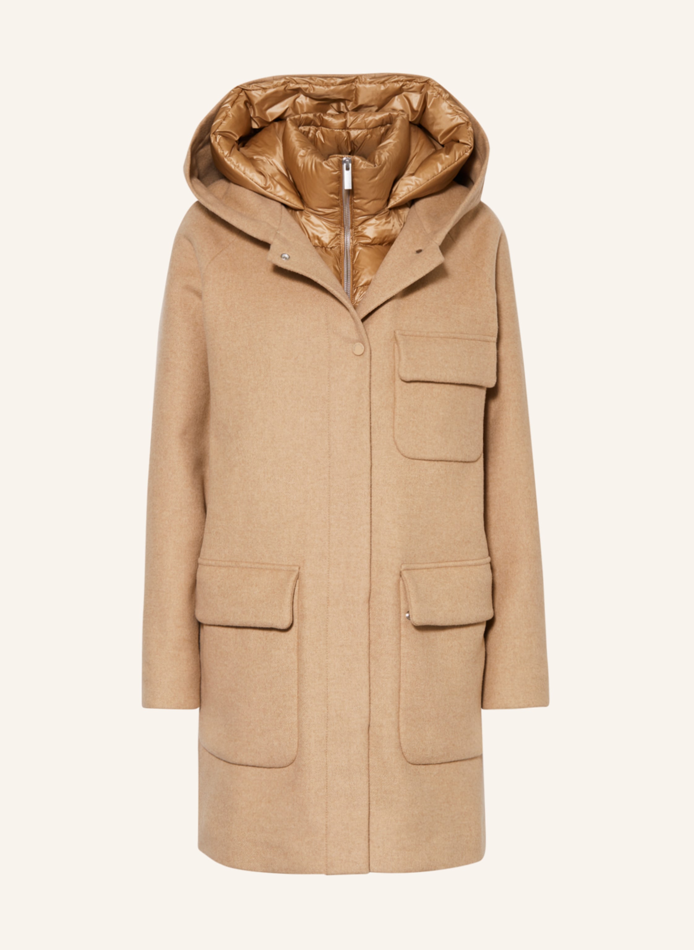 WOOLRICH Mantel SIDELINE mit abnehmbarer Blende in beige