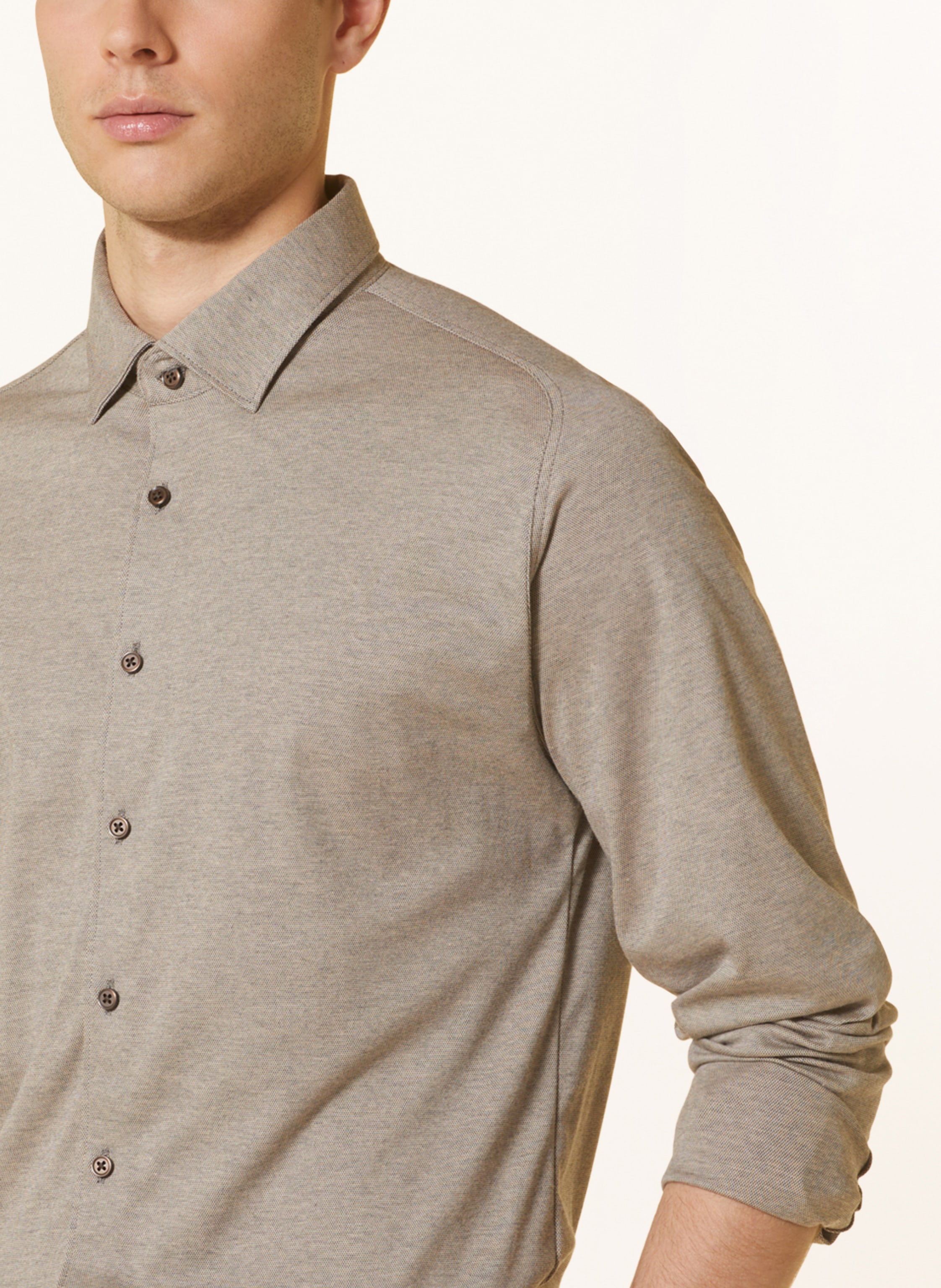 Thumbnail - Desoto Jerseyhemd Slim Fit beige