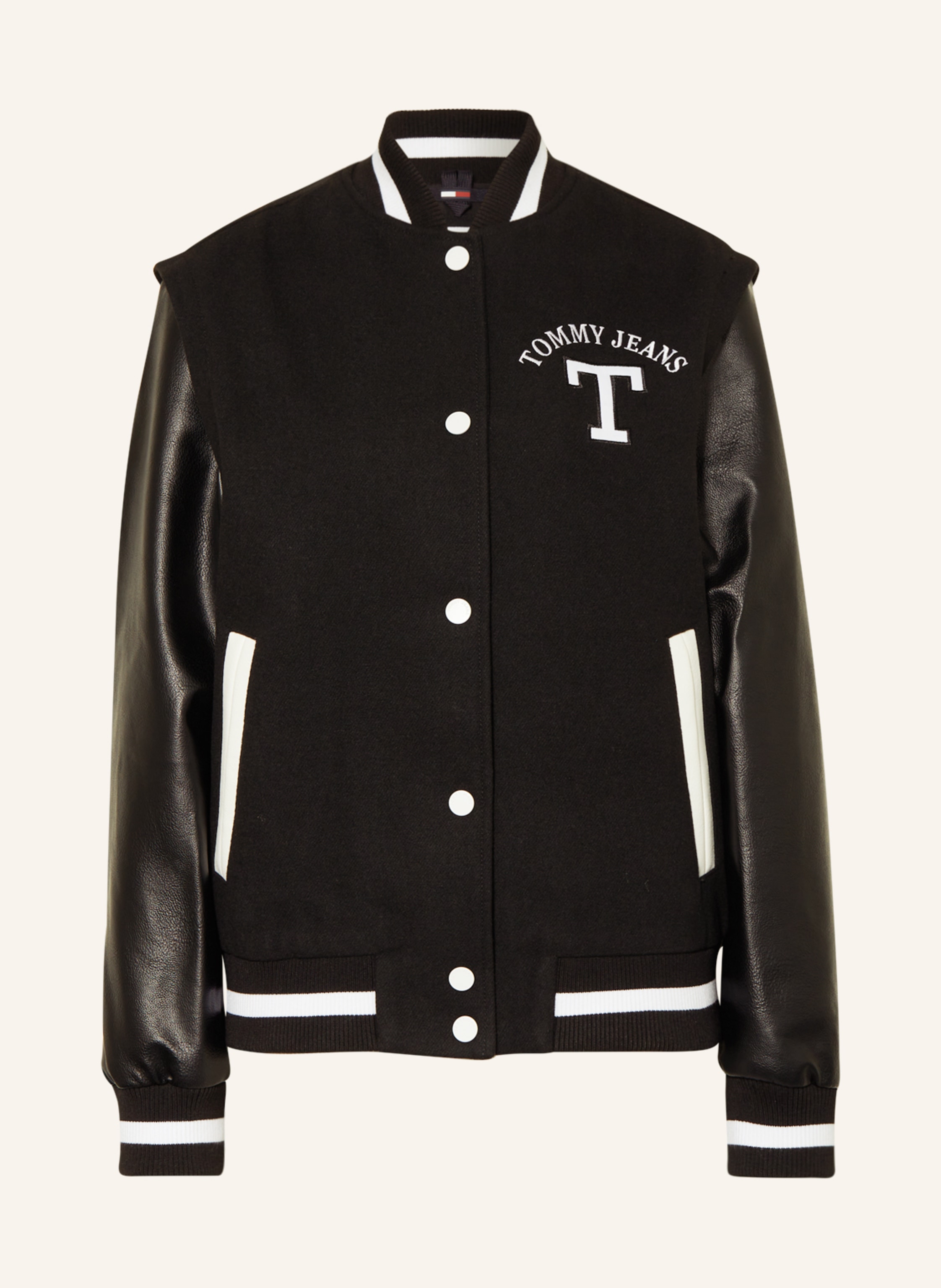 Tommy jeans technical quilted bomber jacket cheap faux fur trim hood in black