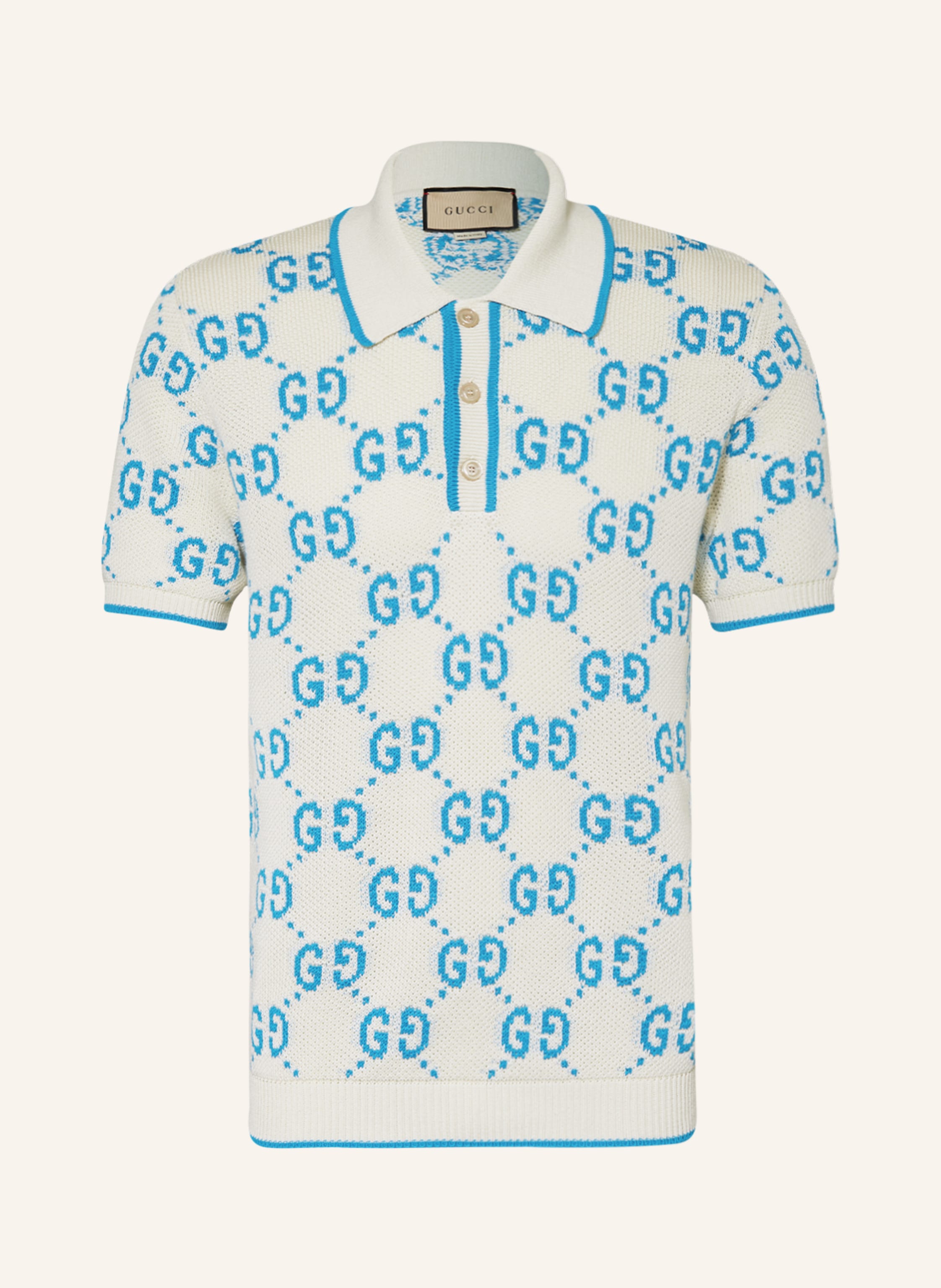 GUCCI Strick-Poloshirt in ecru/ blau | Breuninger