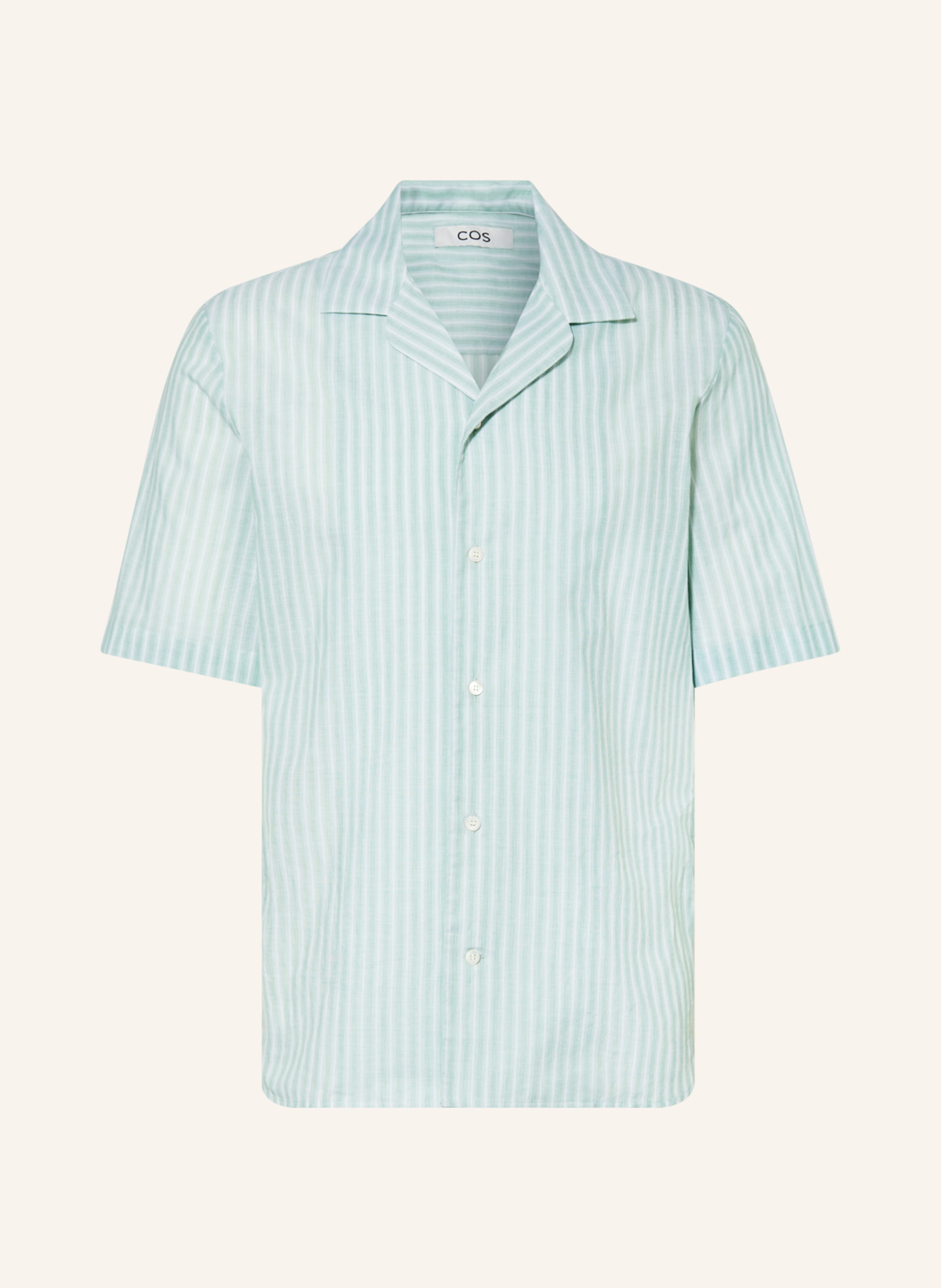 COS Short sleeve shirt relaxed fit in light green/ white