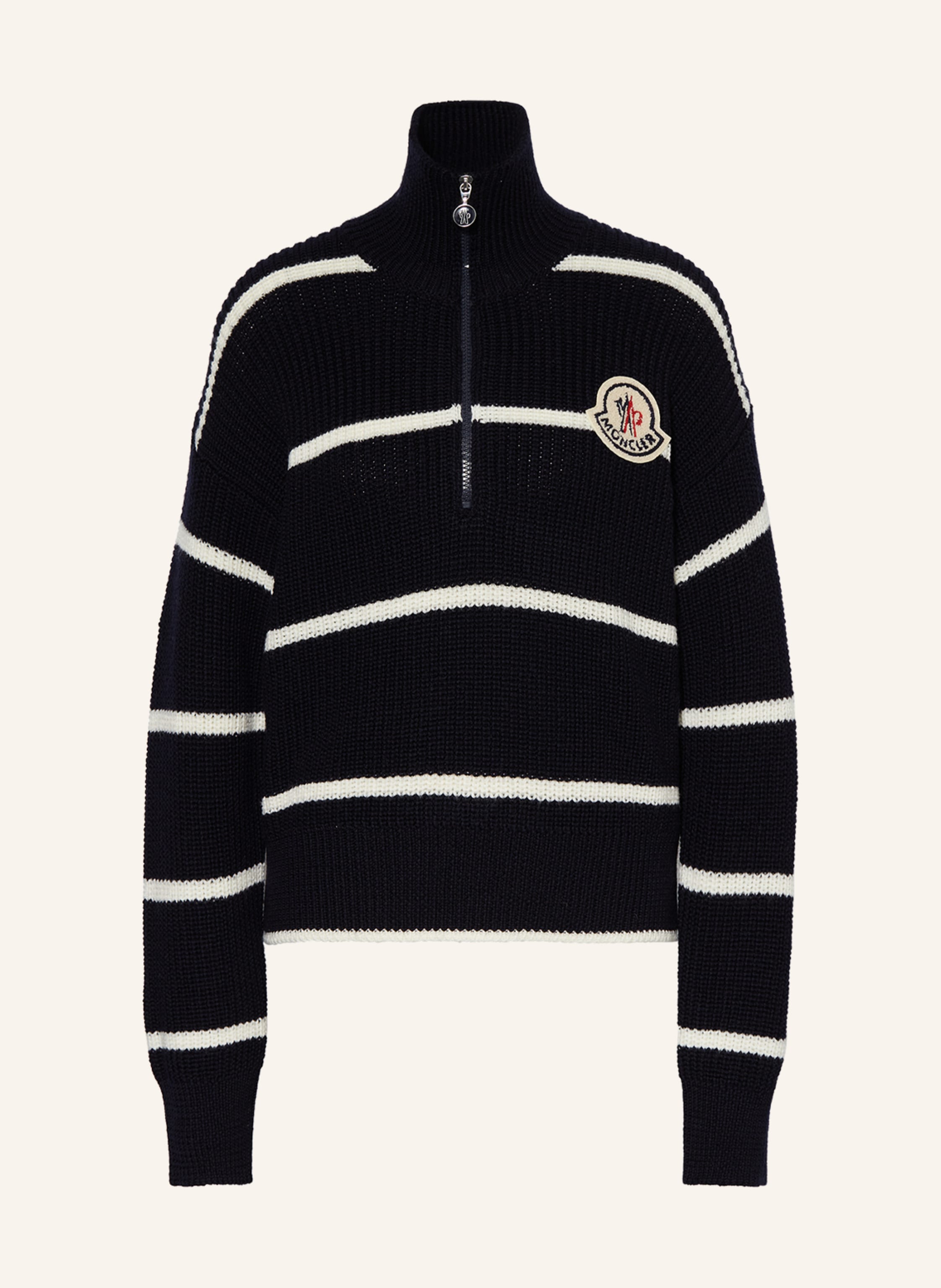MONCLER Half zip sweater in dark blue white