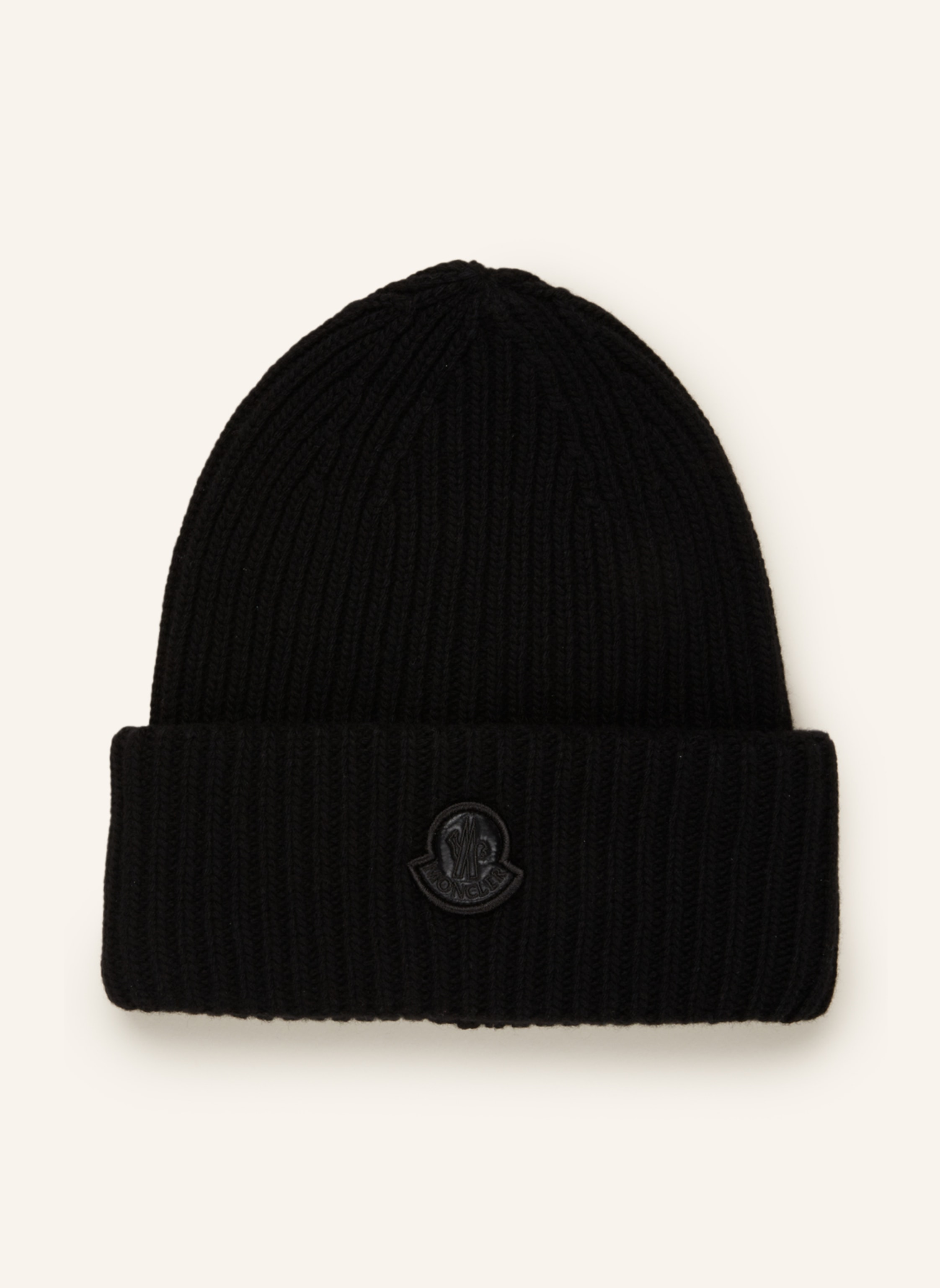 Black moncler beanie hat hot sale