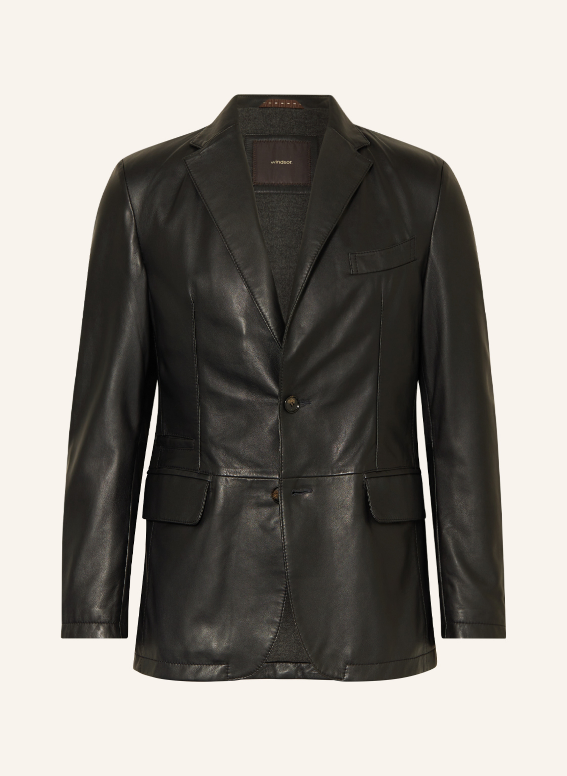 windsor. Leather tailored jacket SONO3 slim fit in black