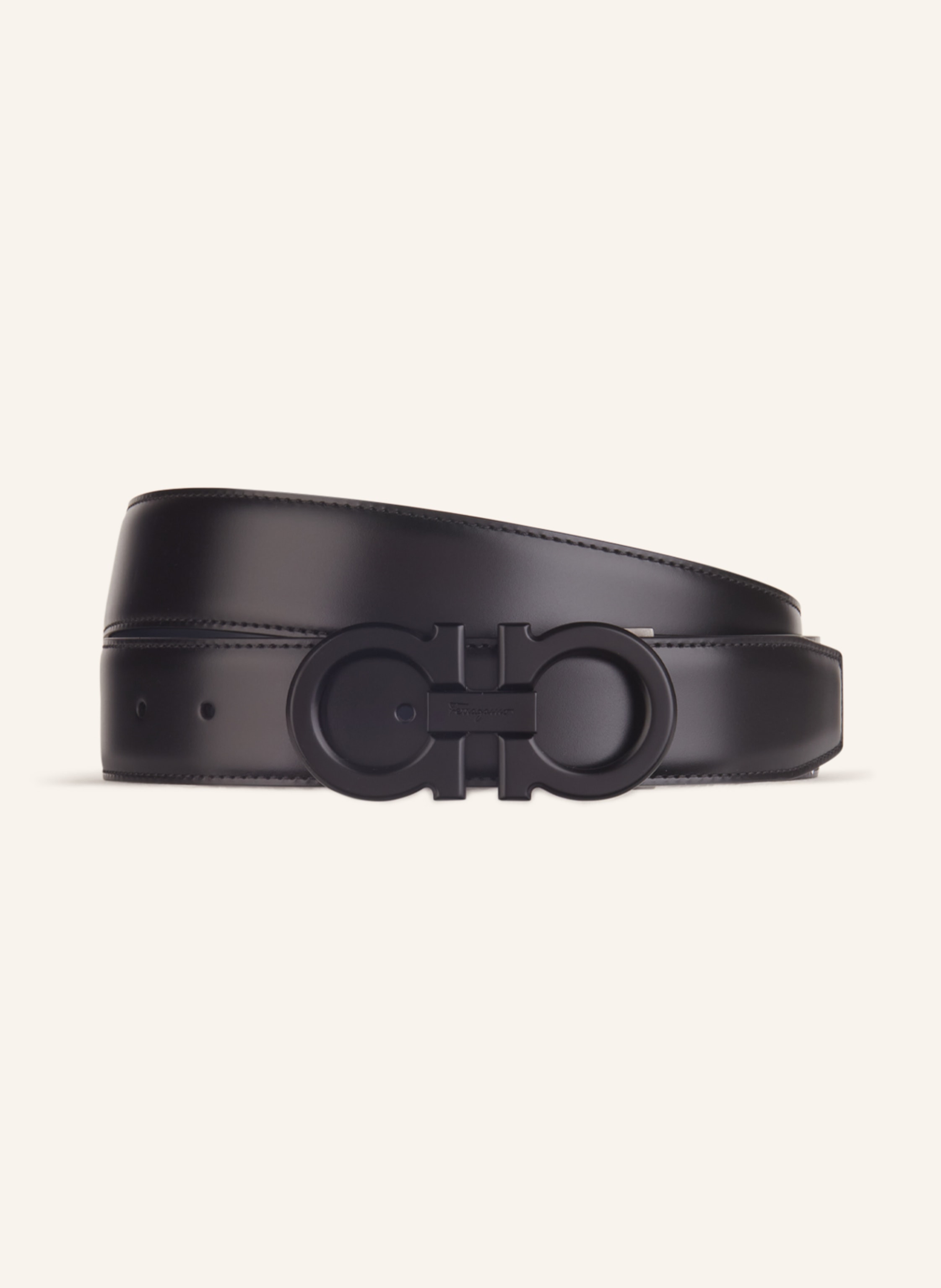 FERRAGAMO Leather belt GANCINI in dark blue