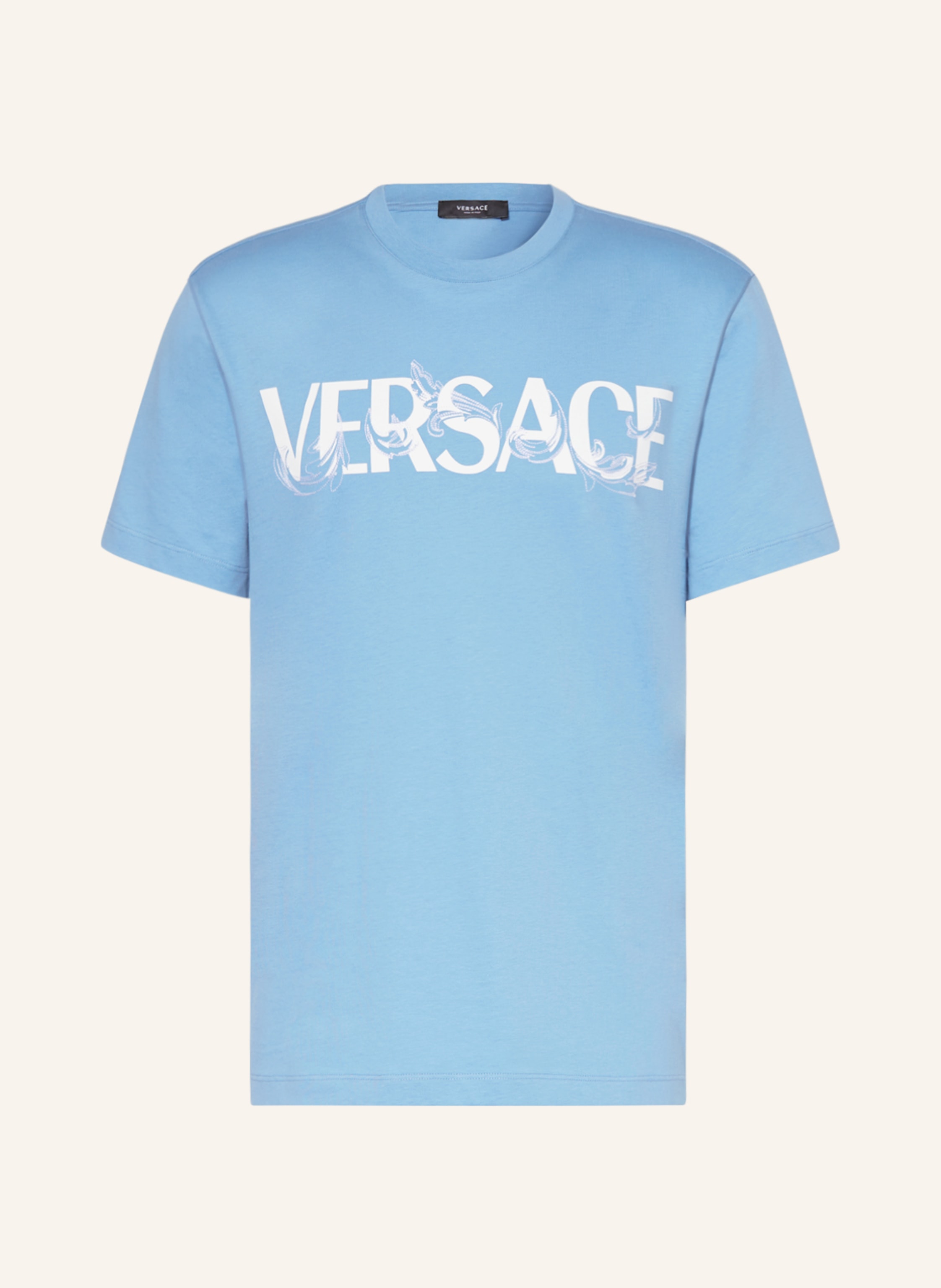 VERSACE T shirt with embroidery in blue