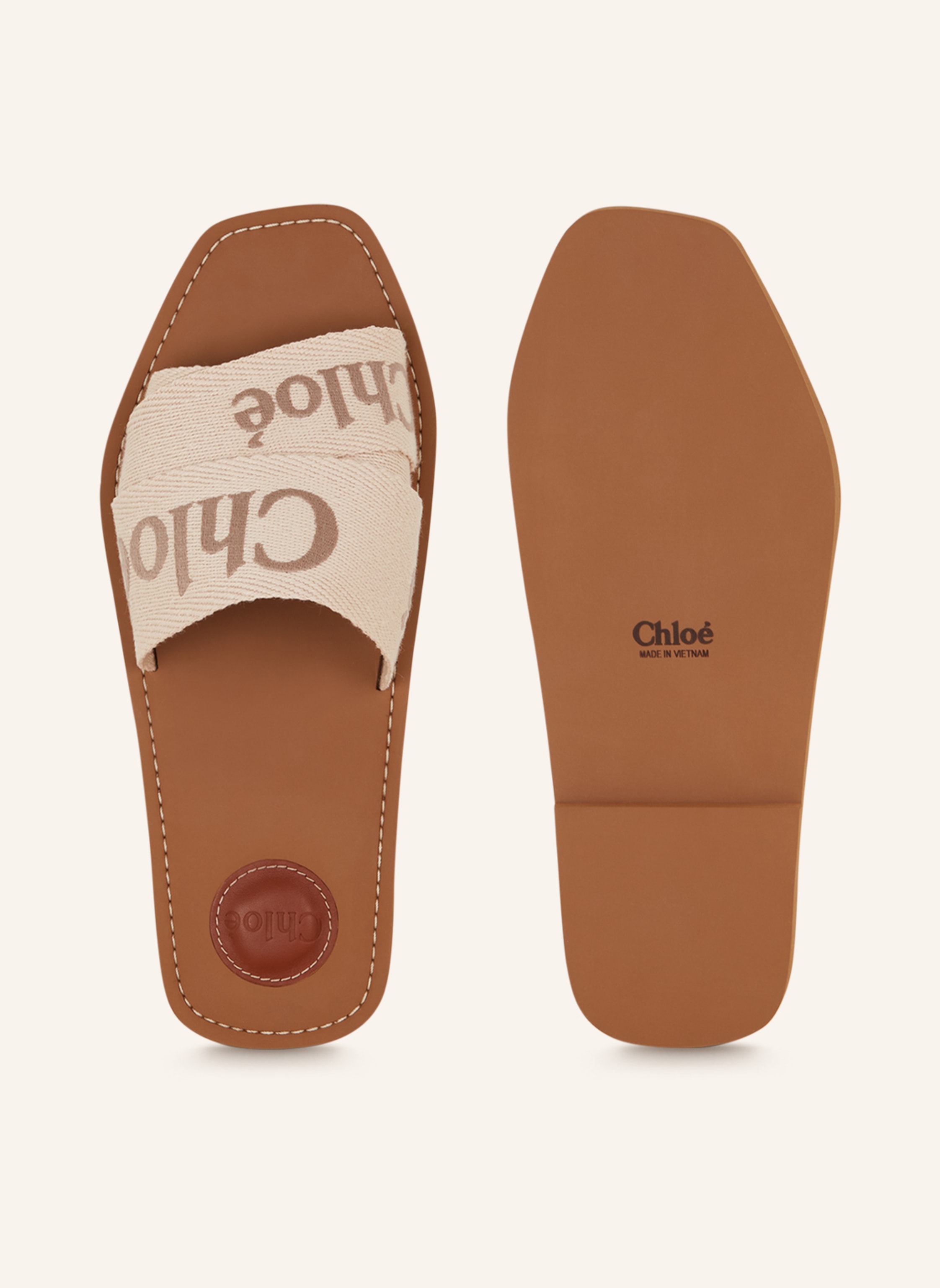 Thumbnail - Chloé Pantoletten Woody beige