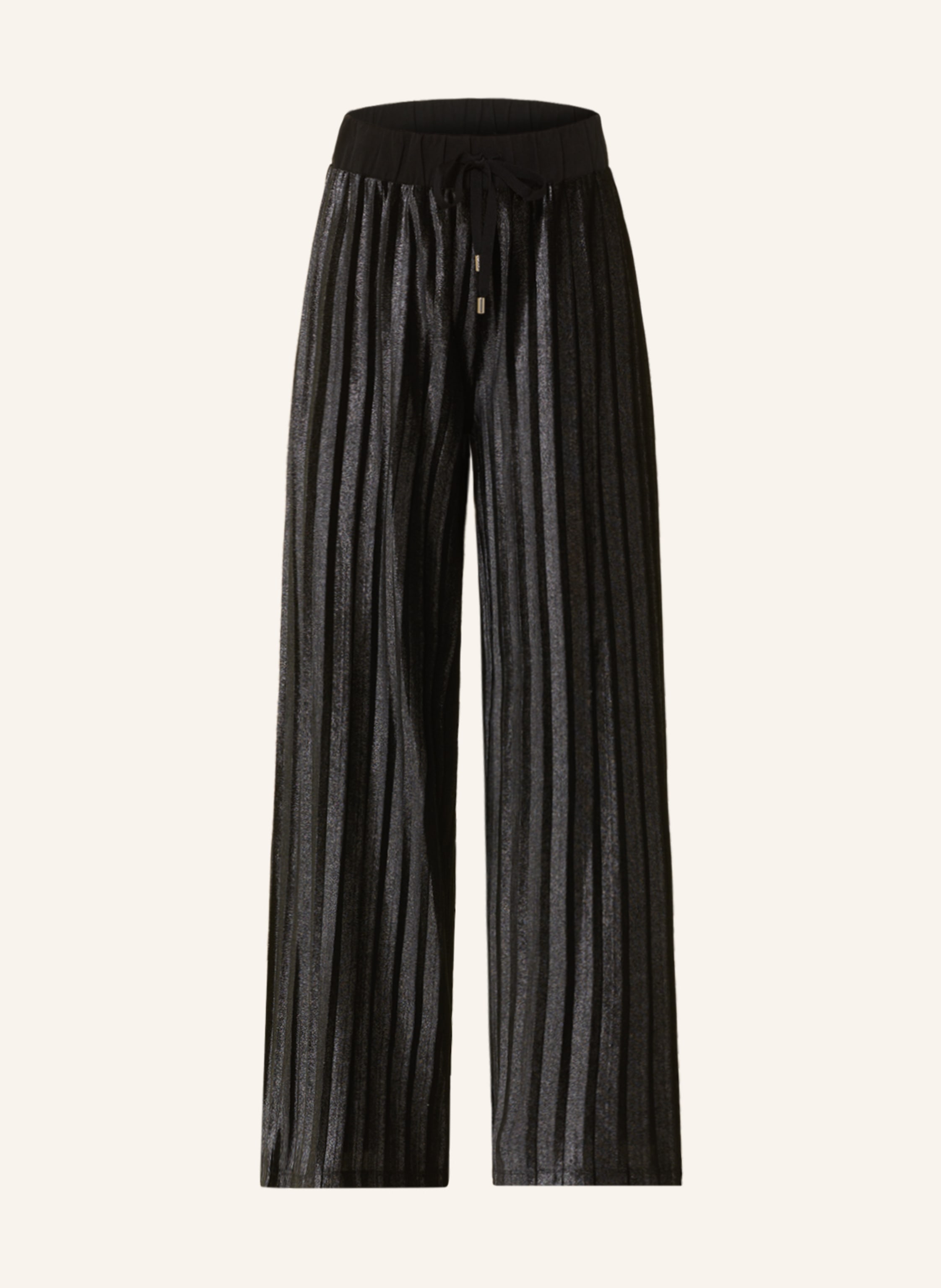 LIU JO Pleated trousers with glitter thread in black