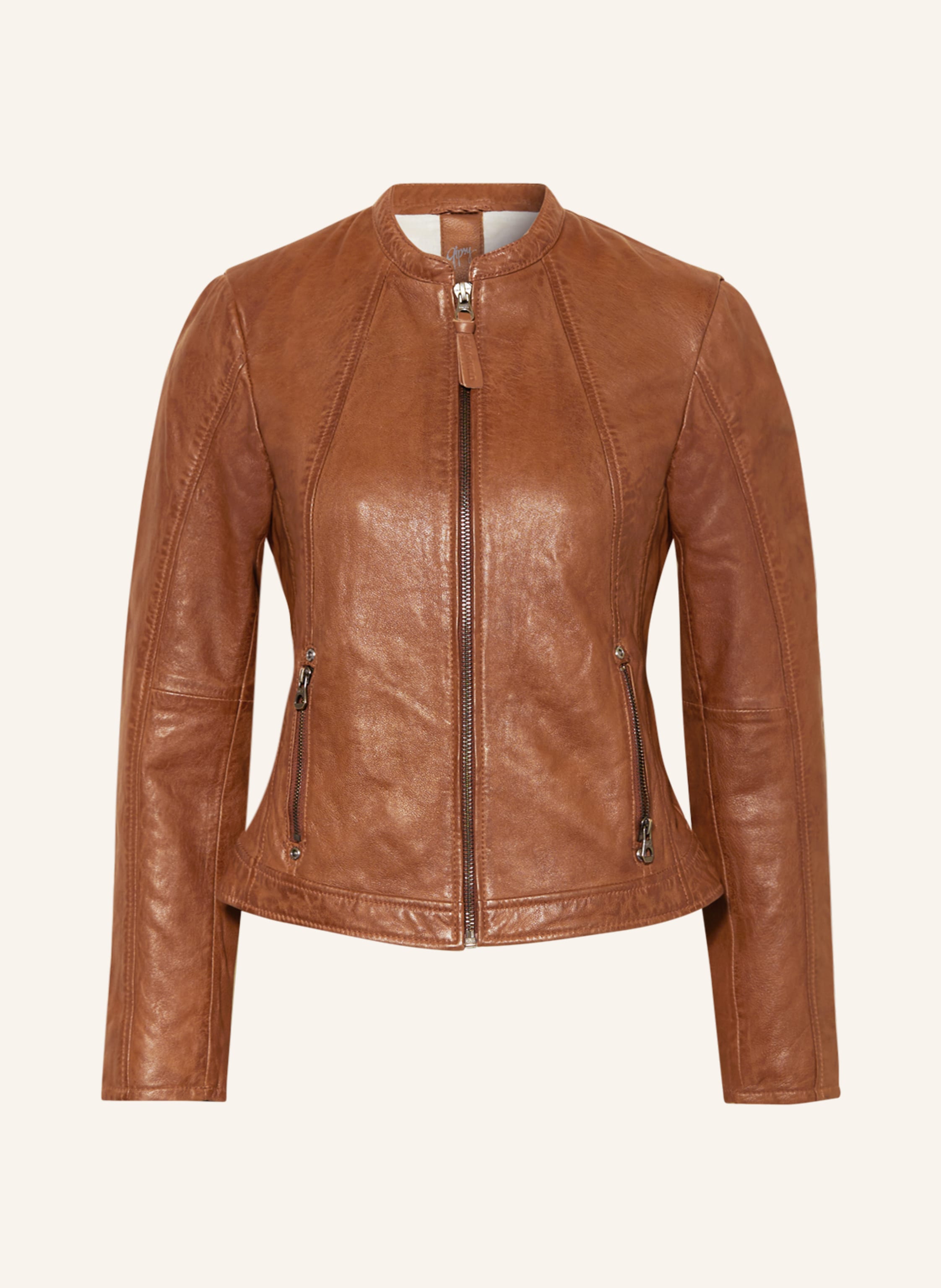 GWMEILIN in gipsy Leather jacket cognac