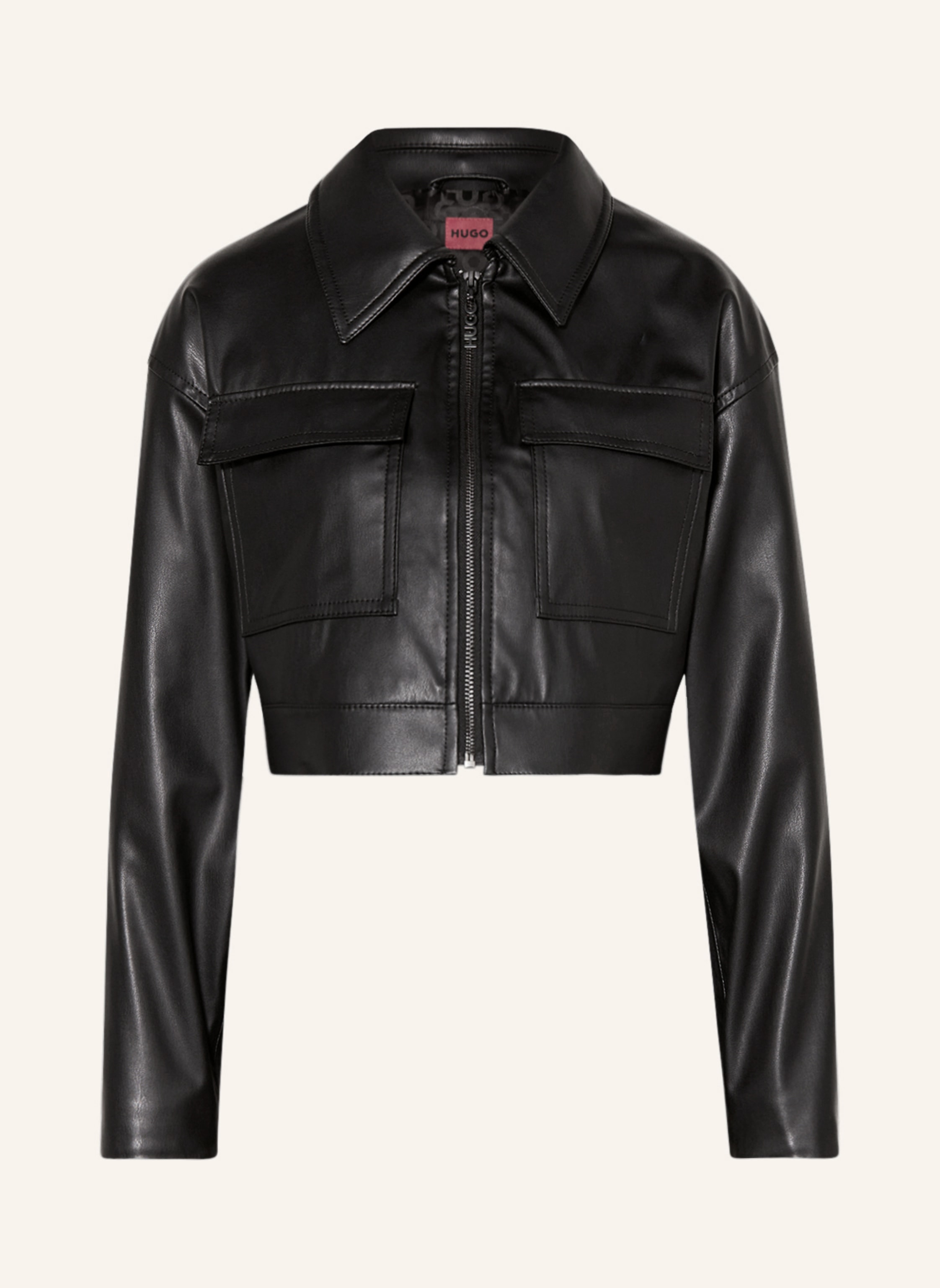 Cropped leather look jacket Clearance