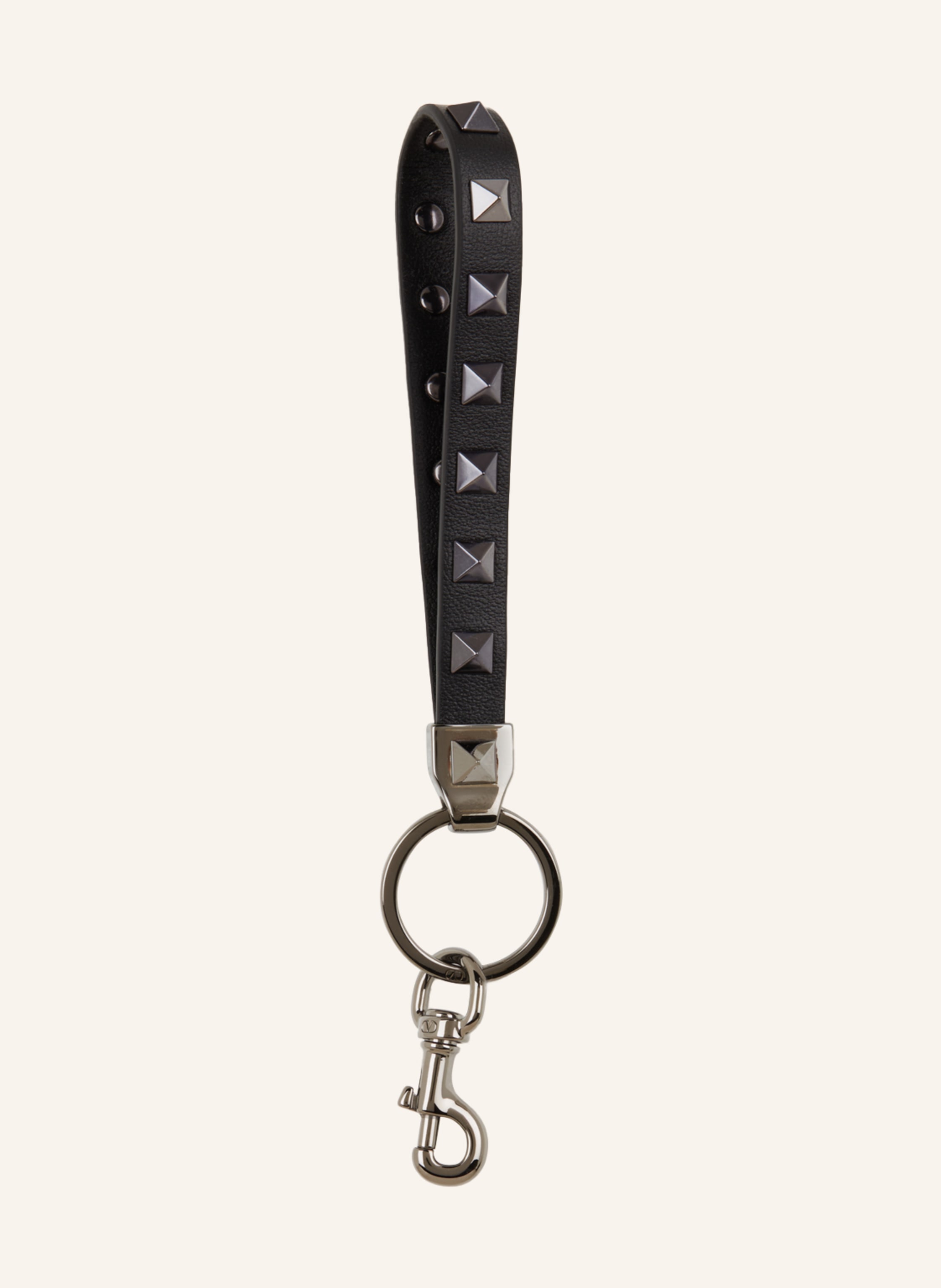 Studded Leather Keychain in Black - Valentino Garavani