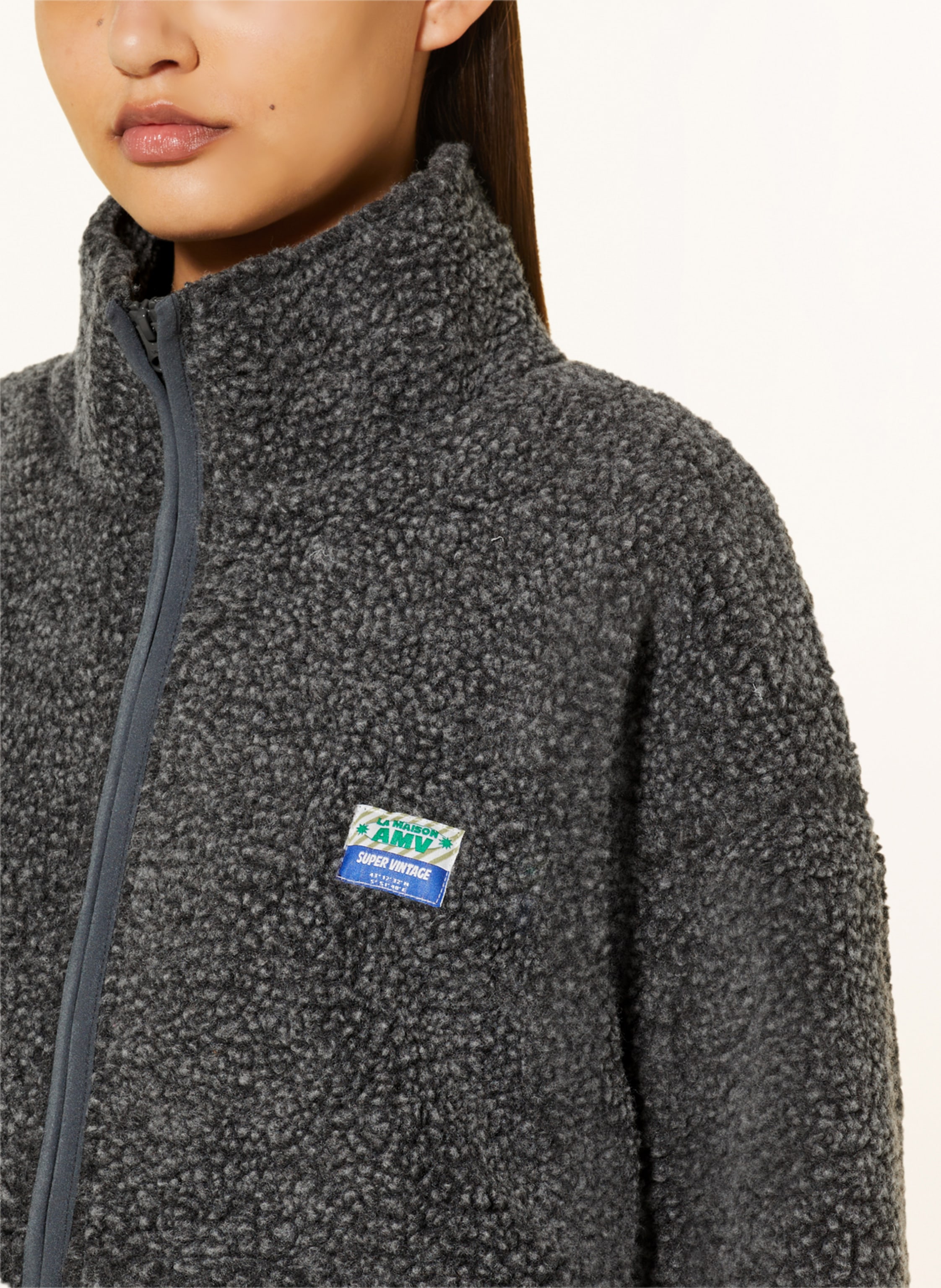 Thumbnail - American Vintage Teddyfell-Jacke Hoktown grau