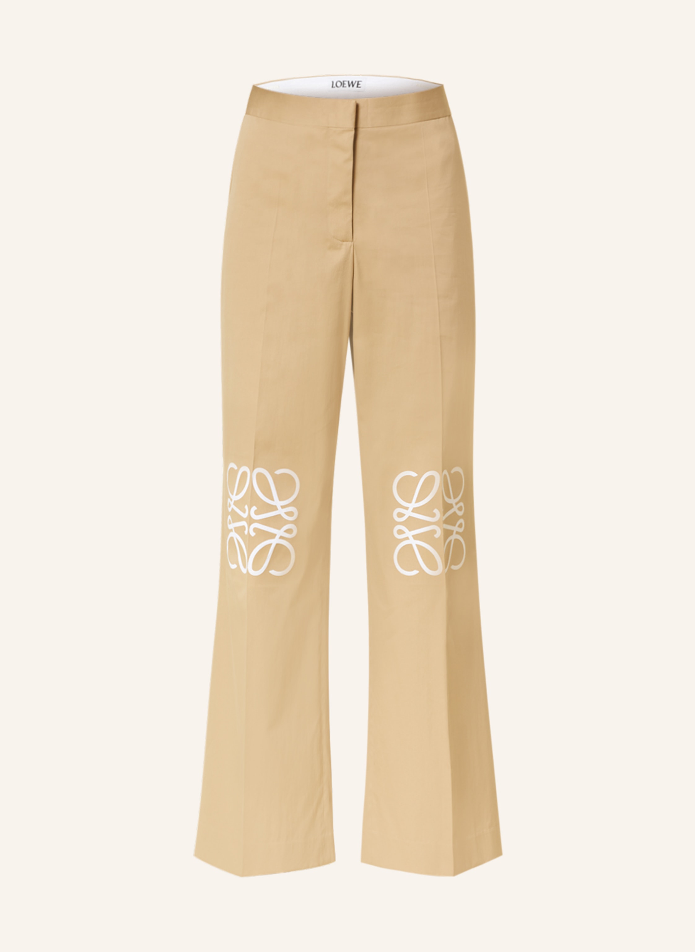 LOEWE Wide leg trousers ANAGRAM in beige