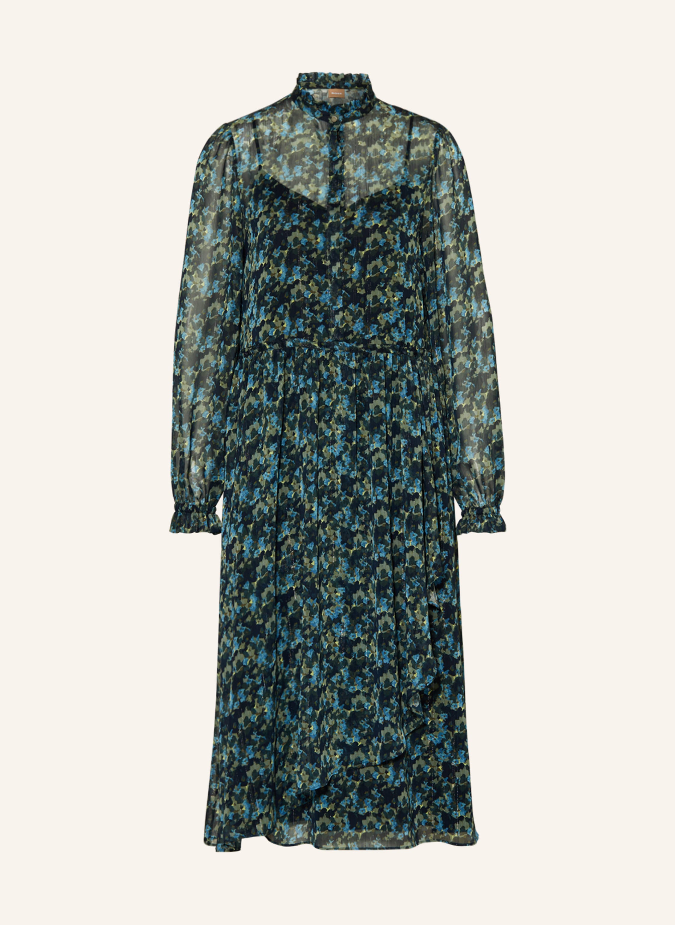 BOSS Dress DUSICA with glitter thread in black light blue olive