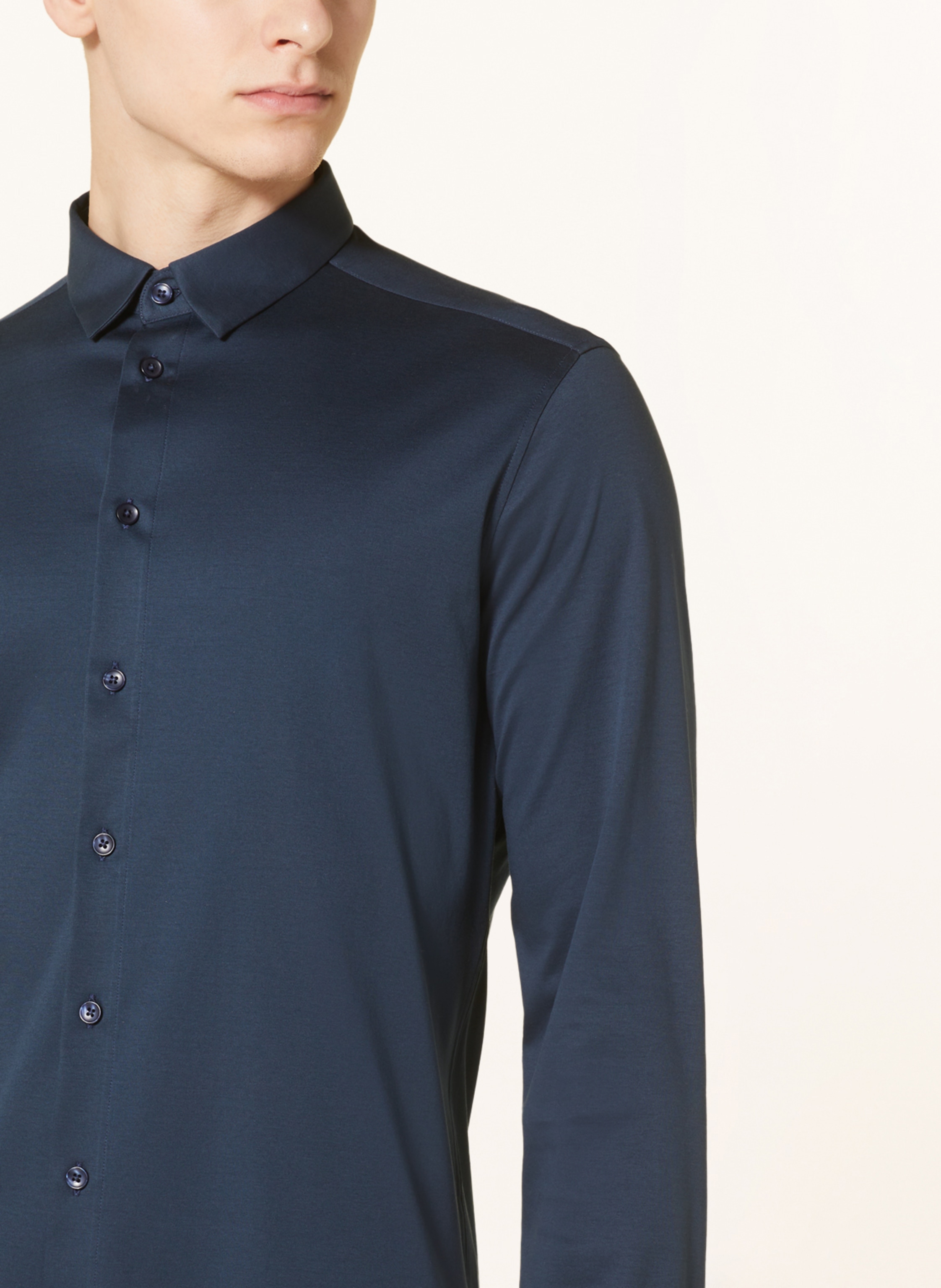 Thumbnail - Mos Mosh Gallery Jerseyhemd Marco Extra Slim Fit blau