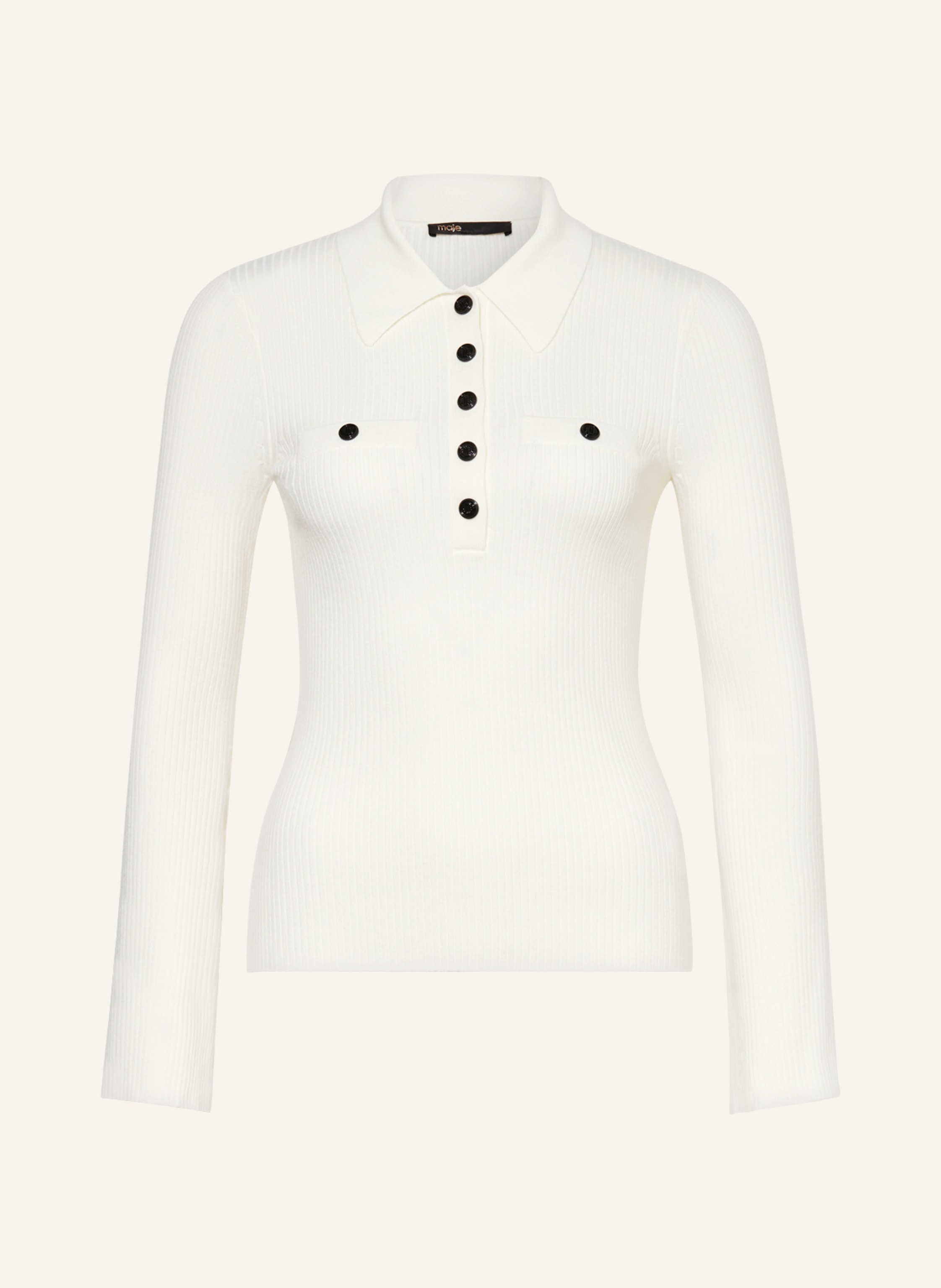 maje Strick-Poloshirt in ecru