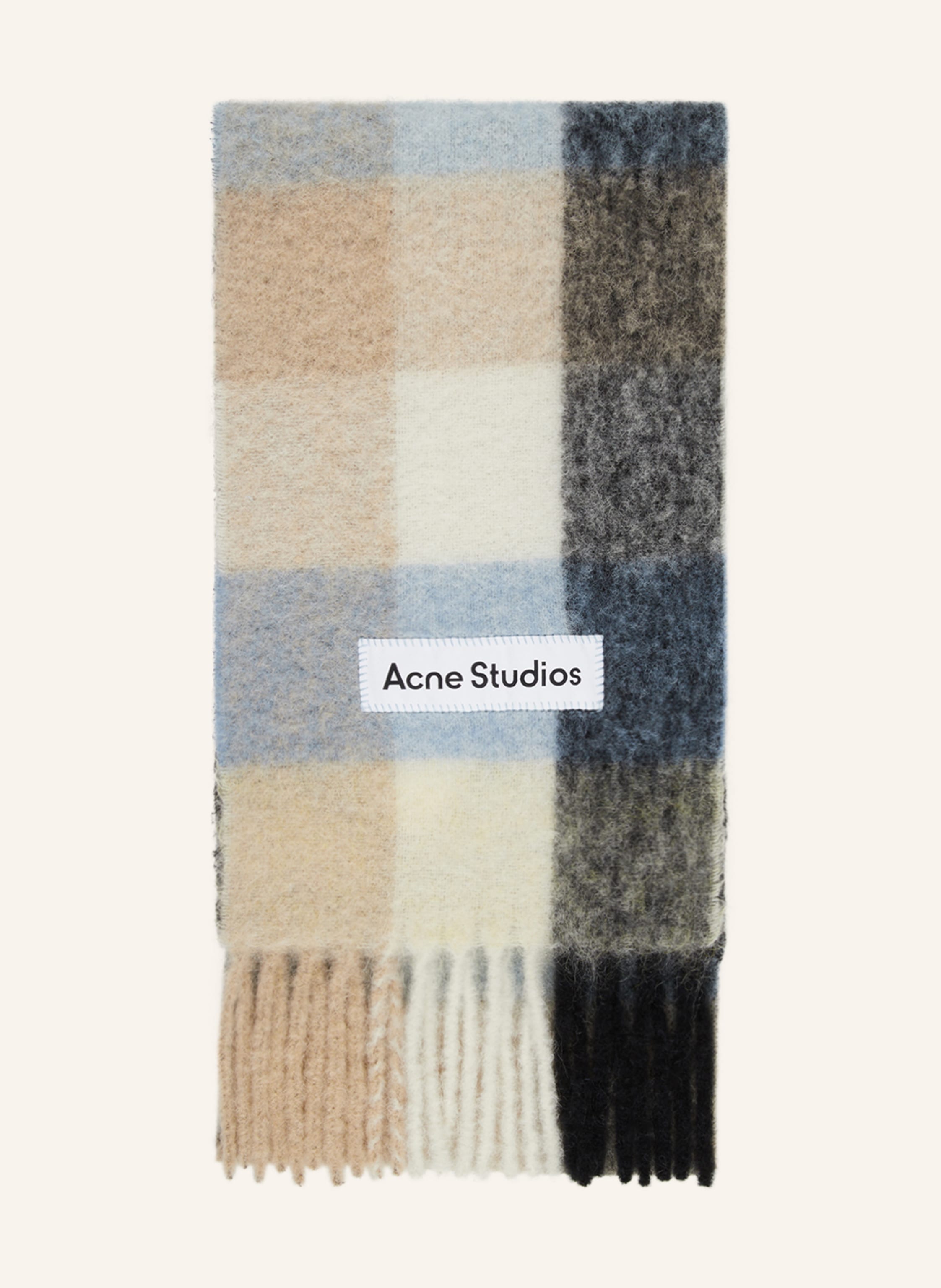 Acne Studios Acne Studios Schal Mit Alpaka blau in BEIGE / HELLBLAU / SCHWARZ