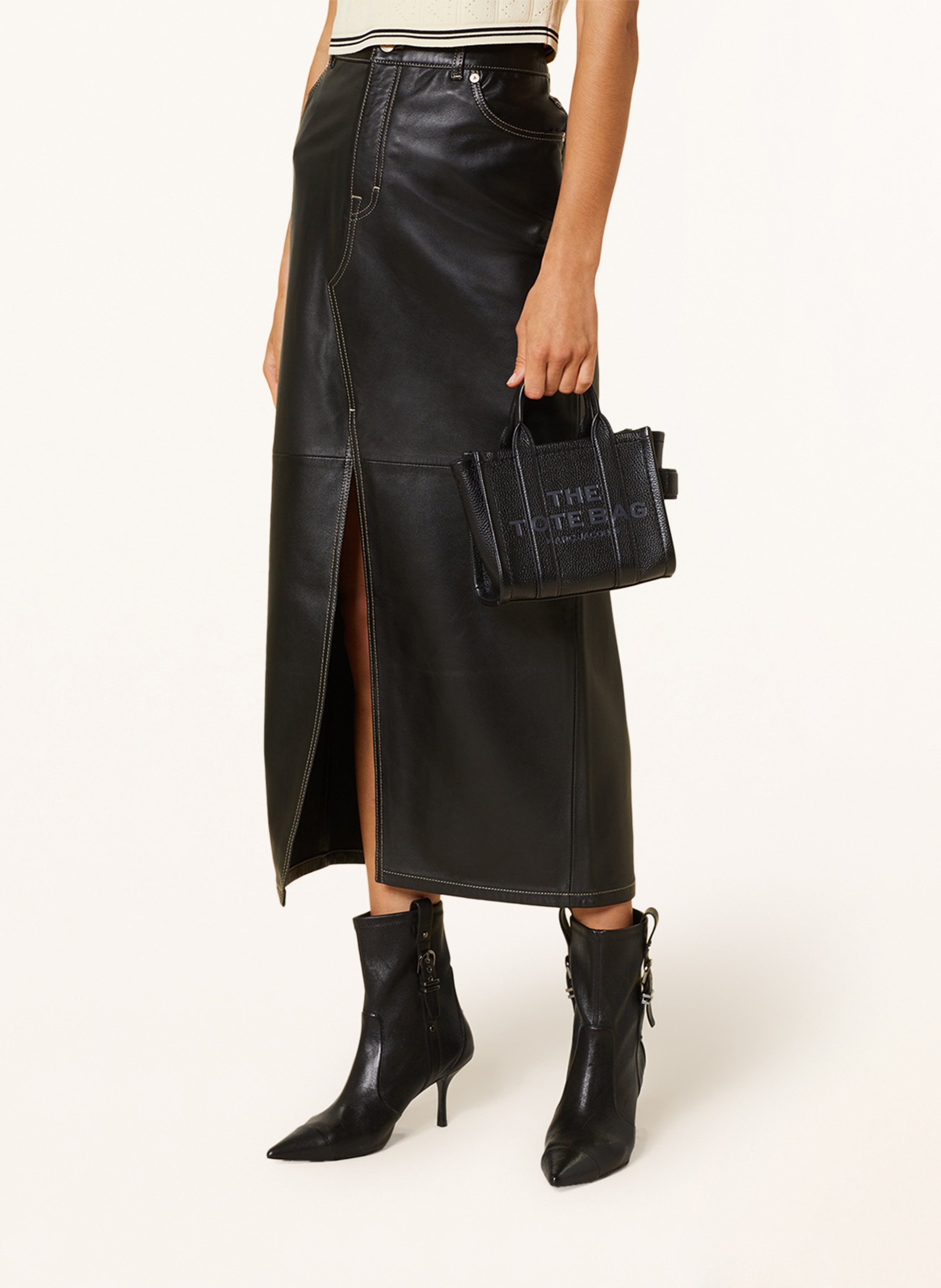 Thumbnail - Marc Jacobs Shopper The Crossbody Tote Bag Leather schwarz